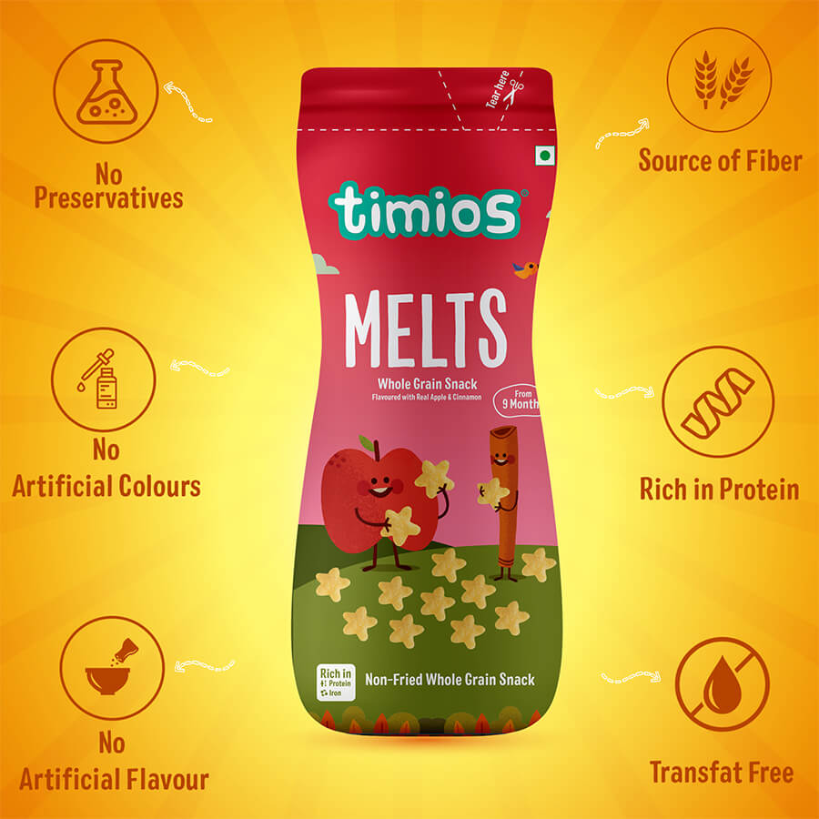 Buy Timios Melts - Apple & Cinnamon flavored Puff Snacks - Pack of 2 Online in India at uyyaala.com