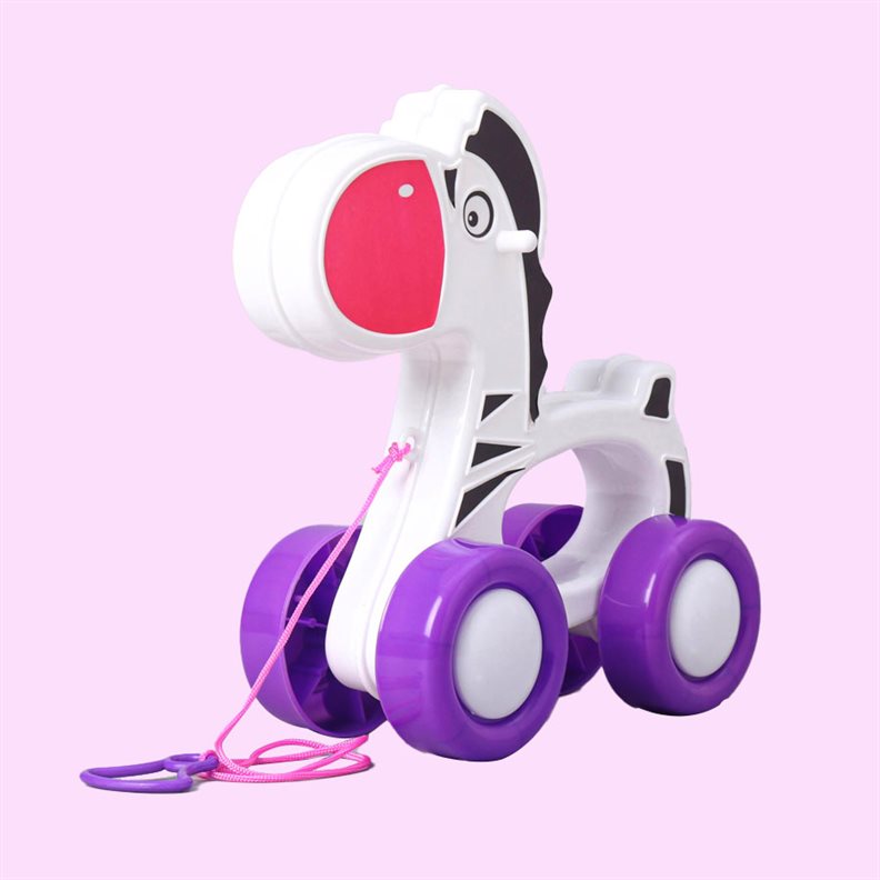 Pull along Zebra Toy for Kids, 1+Years - White