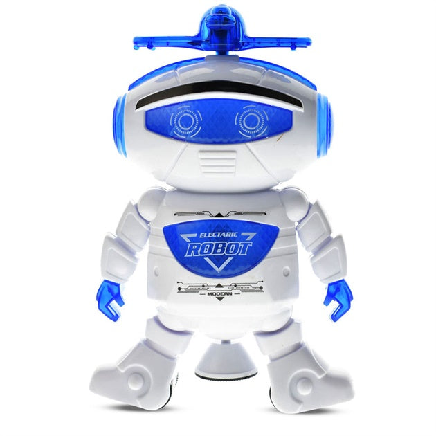 Dancing Robot, Battery Operated Toy With 360 Degree Rotation, Lights & Music - 3+Y, White