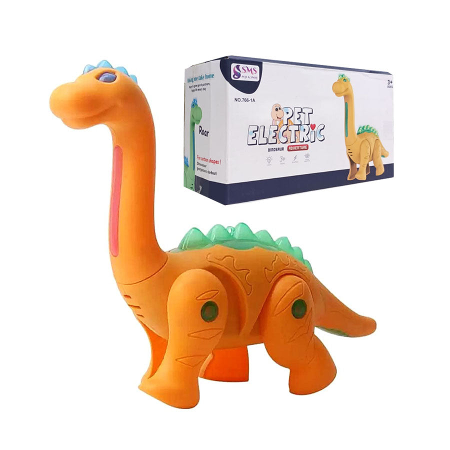 Pet Electric Dinosaur Battery Operated Toy With Lights & Music 3+Y Age - Orange