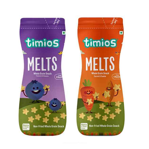 TIMIOS Melts - Blueberry, Carrot & Cumin  9+m age, 100% Natural & Healthy Baby Snacks Combo of 2 (50g each)