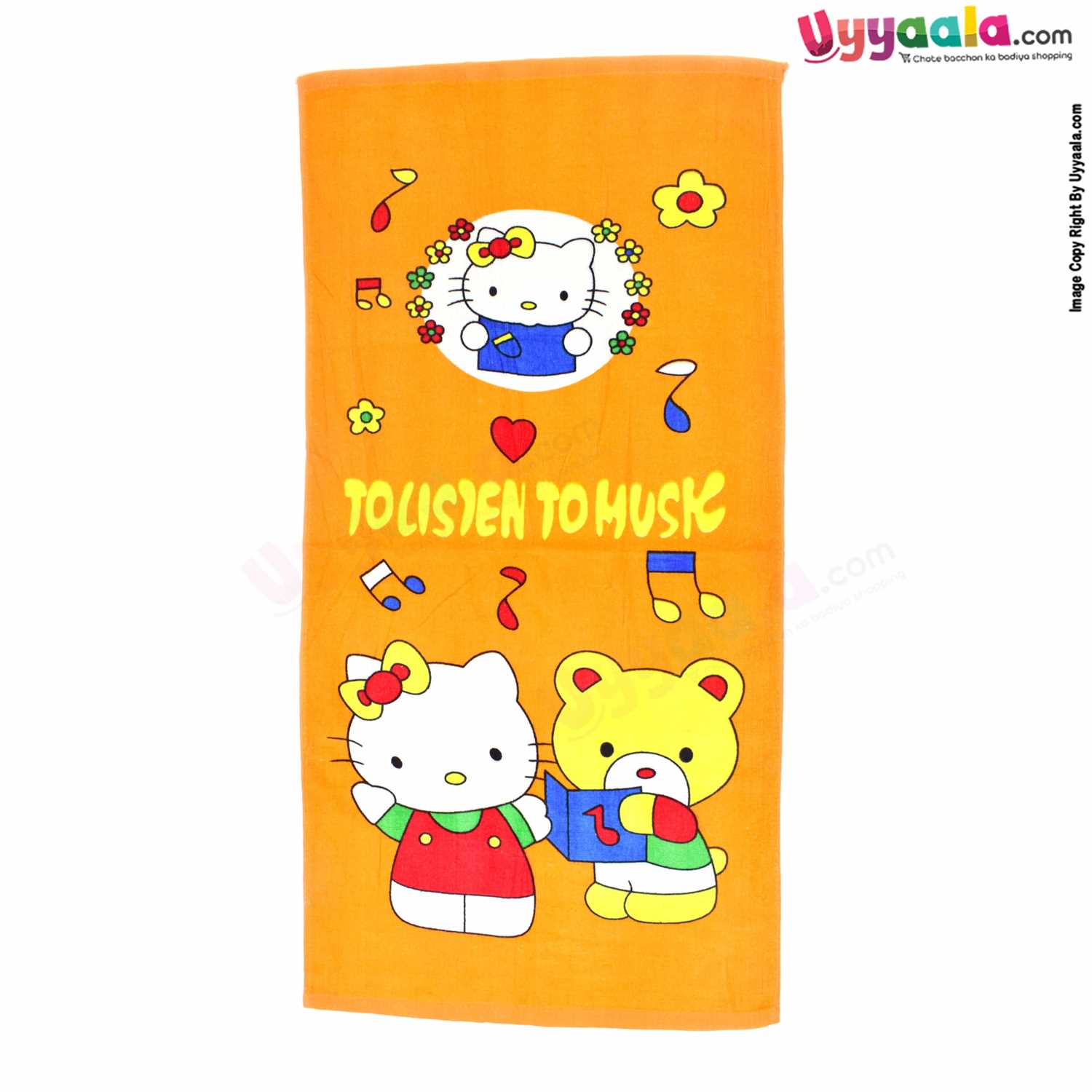 Baby Terry Bath Towel with Hello Kitty & Teddy Bear Print 0+m Age