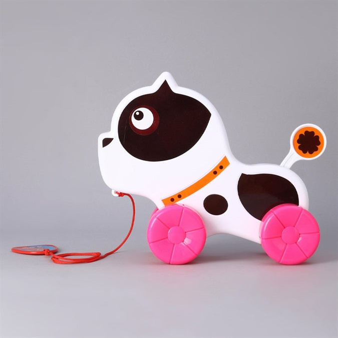 Pitbull Pull Along Toy with Sound for Kids 36+ Months - White
