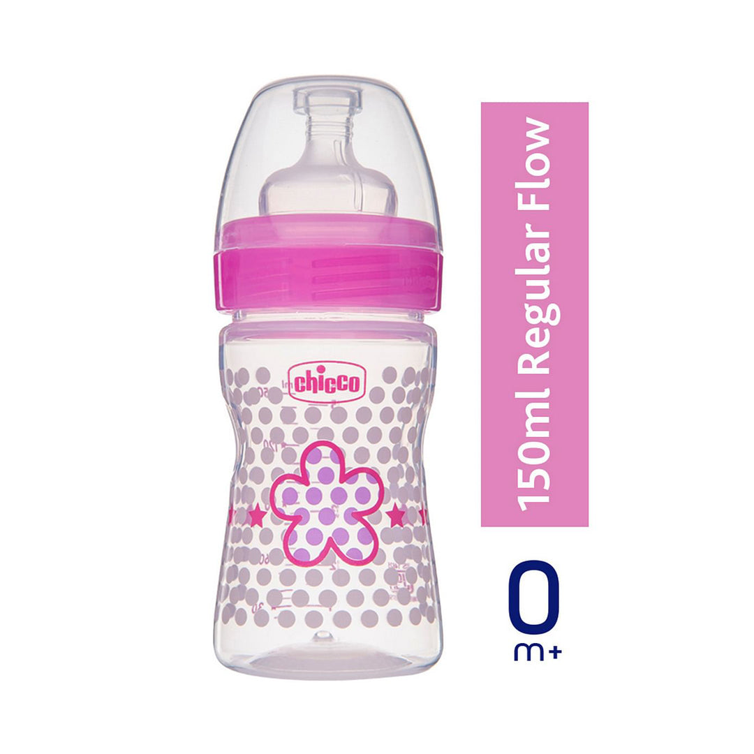 CHICCO Feeding bottle Narrow neck Well being 150ml 0+m - Pink