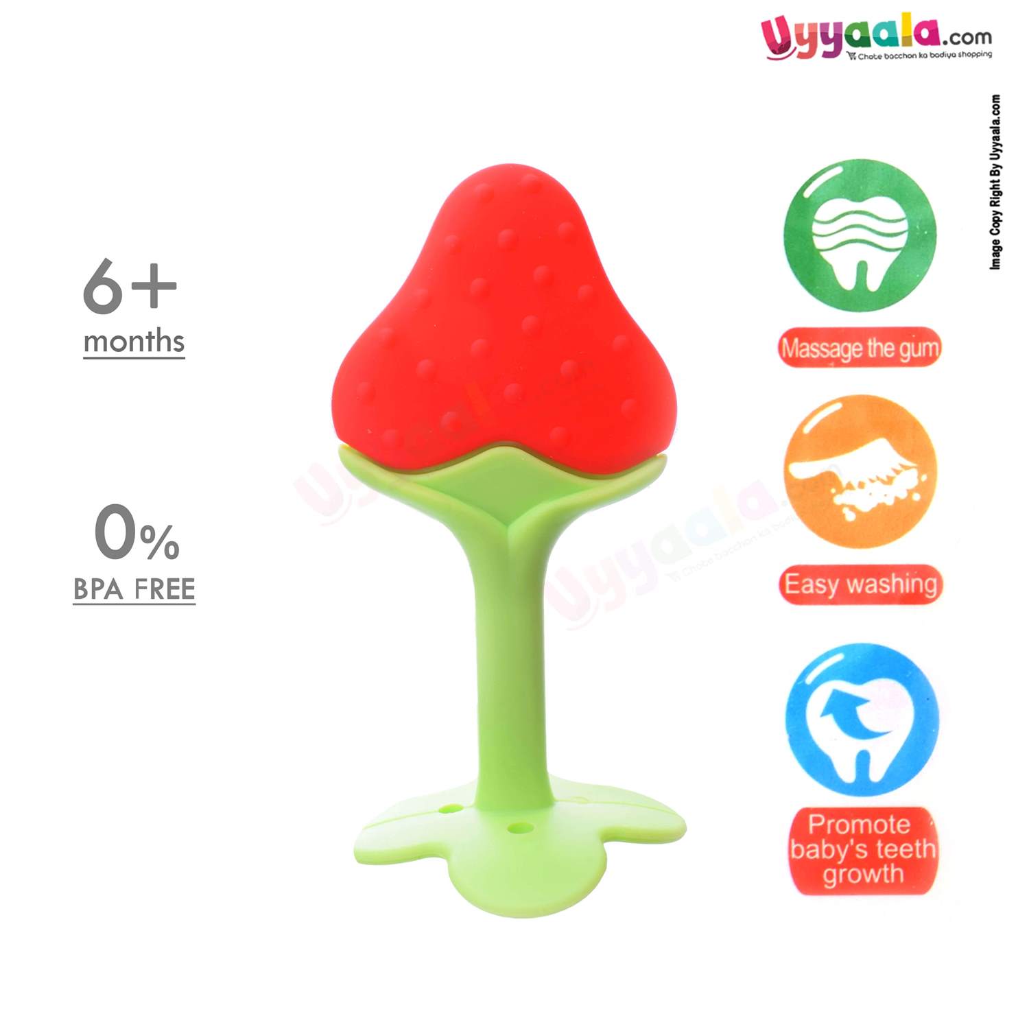 MUMLOVE  Fruits Silicone Baby Teether 6+m Age - Red, Green