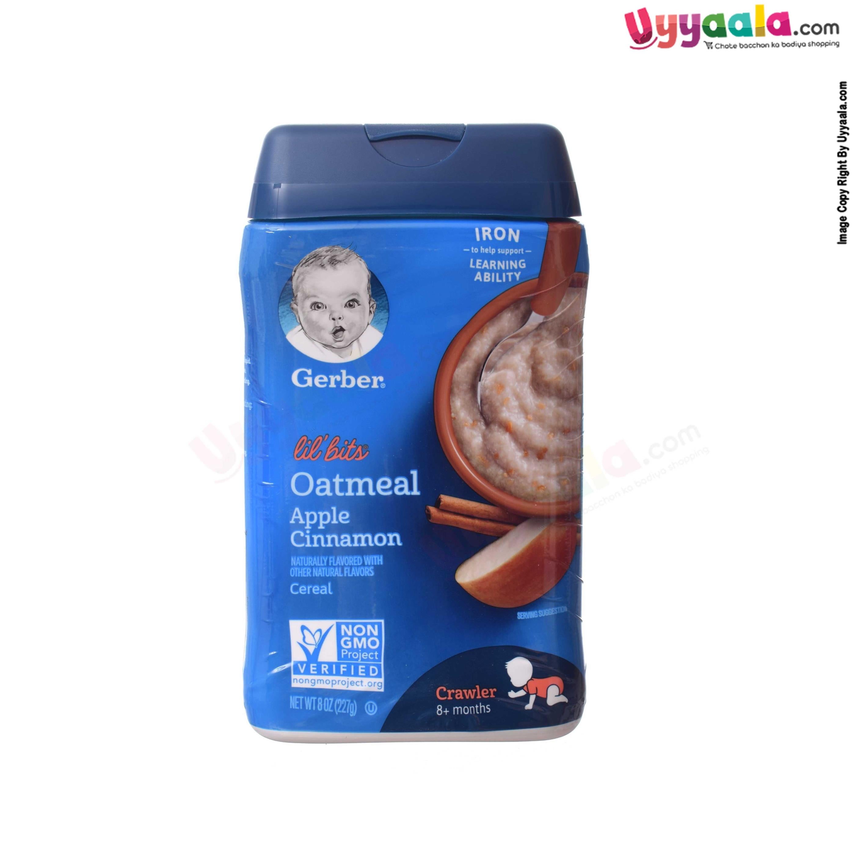 Buy Gerber Oatmeal Cereal with Apple & Cinnamon for Babies - 227gms Online in India at uyyaala.com