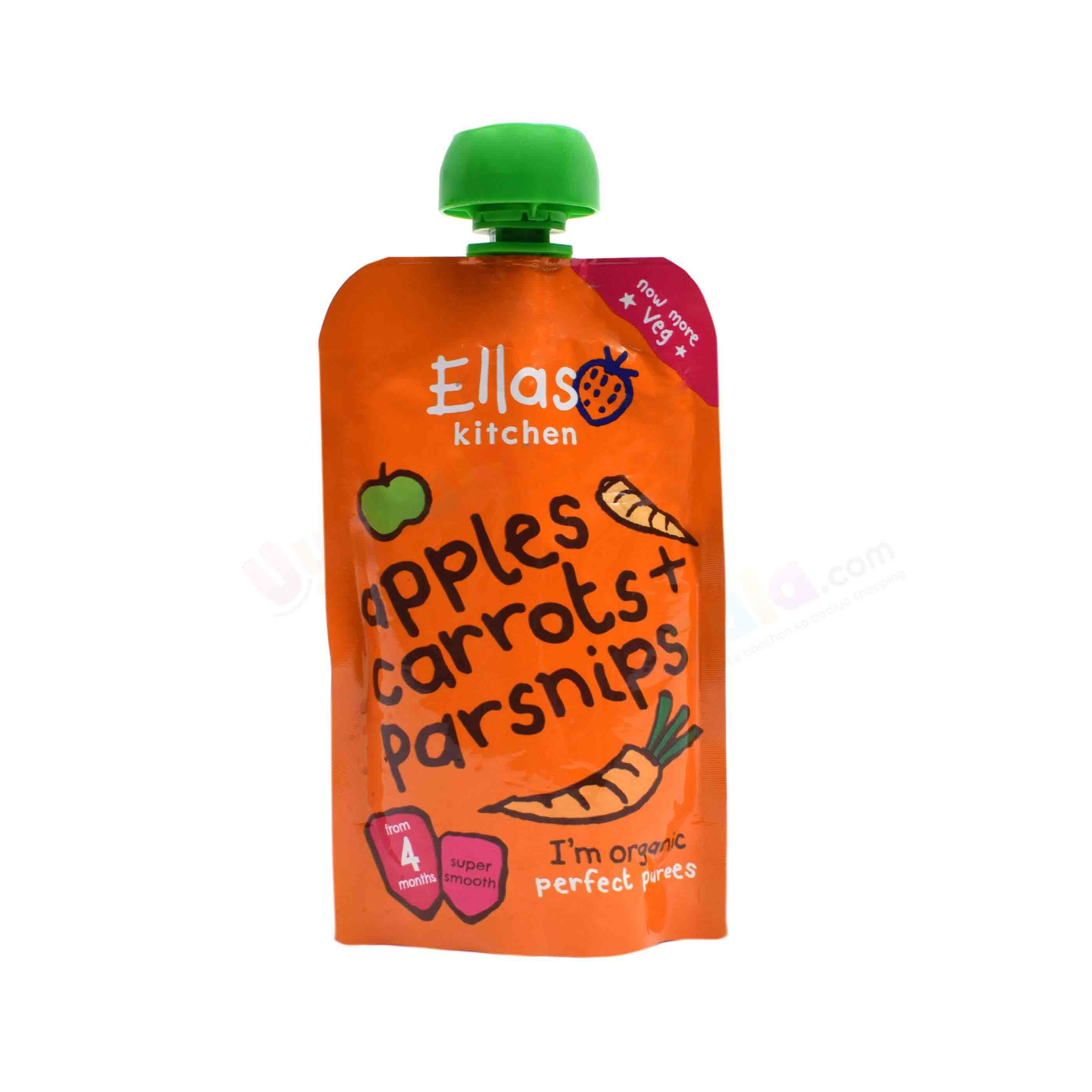 ELLA'S KITCHEN Apples carrots + parsnips super smooth  purees for babies - 120gm, 4 months +