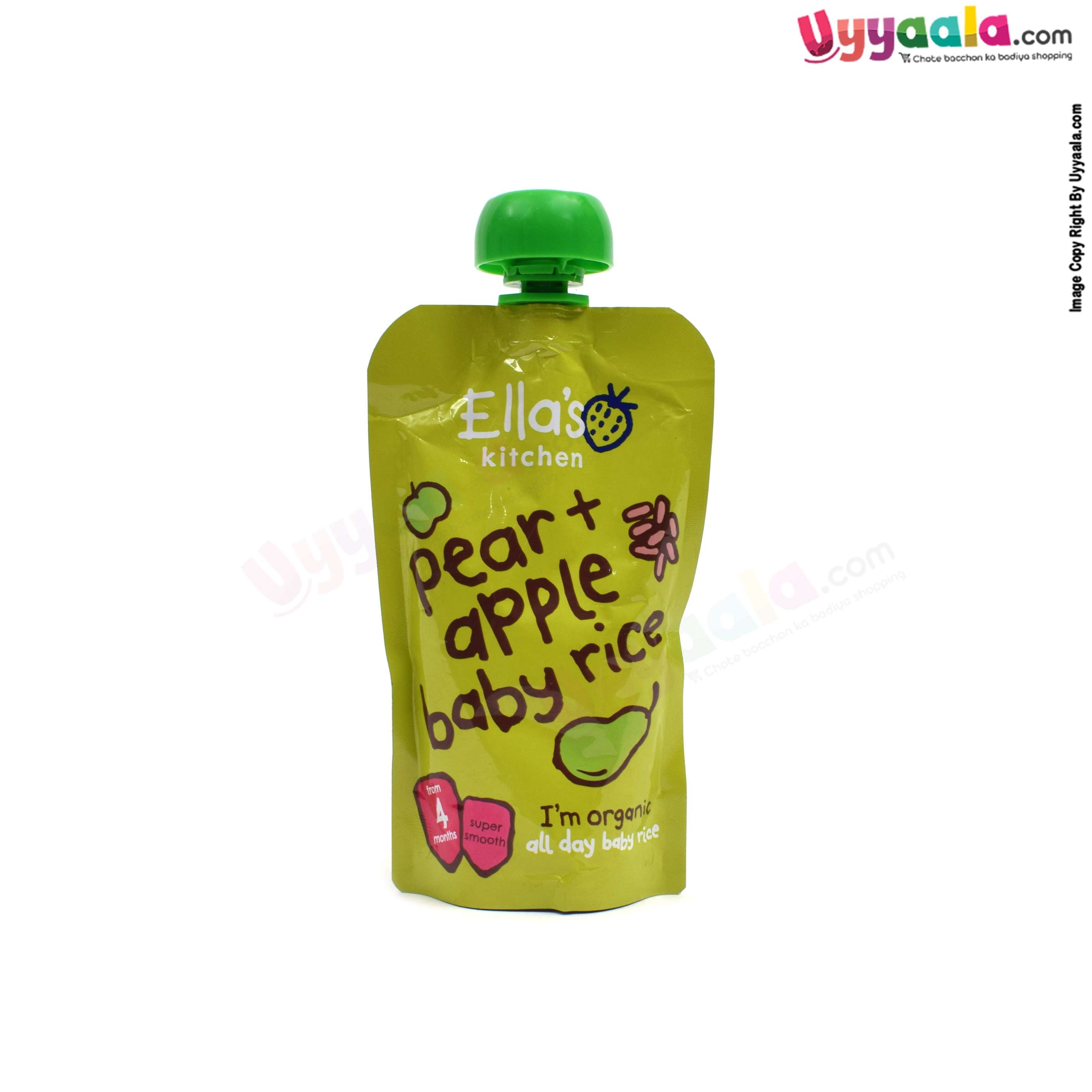ELLA'S KITCHEN Pear + apple baby rice, super smooth purees for babies - 120g, 4 months +