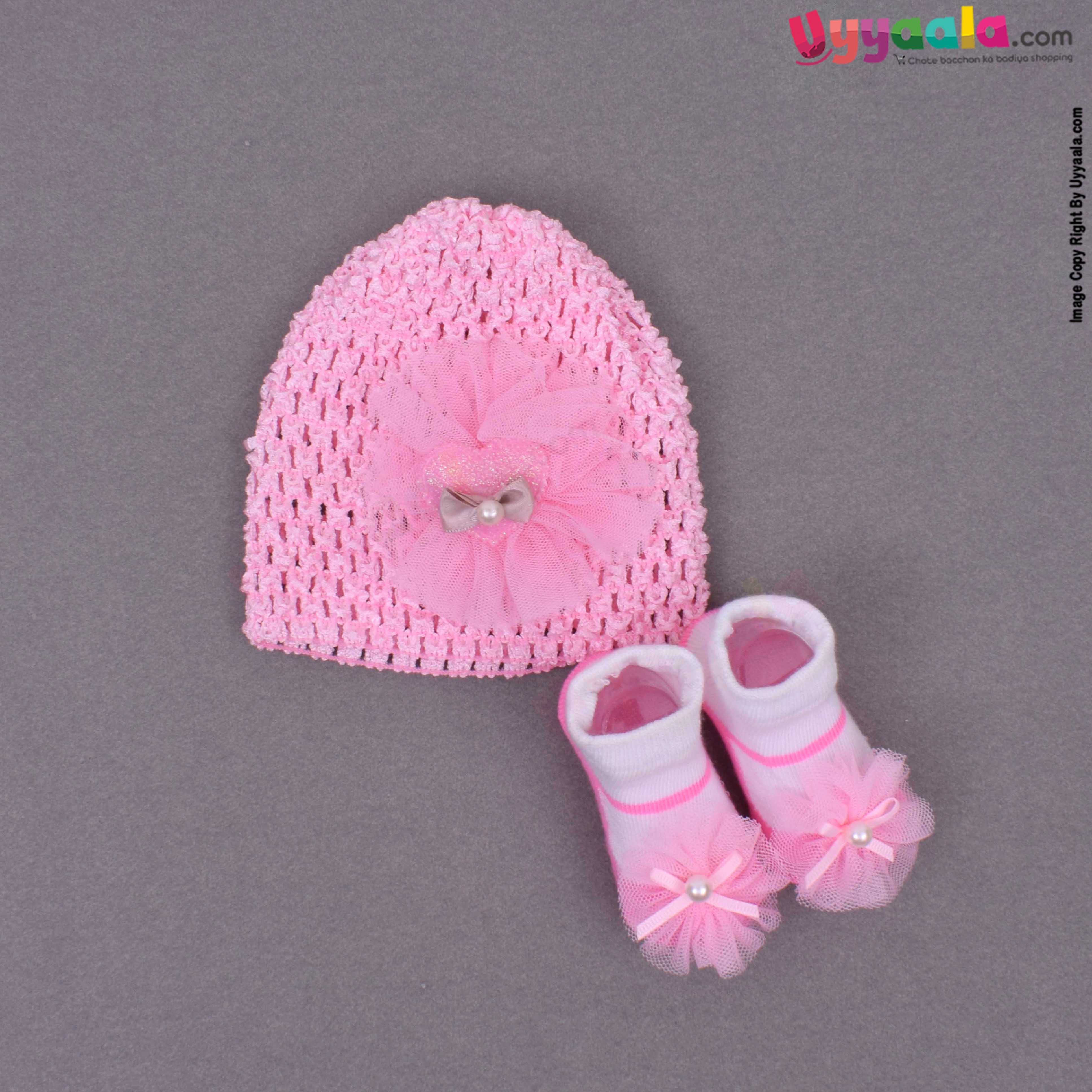 SHINY BABY Accessory set for kids with cap and socks - pink