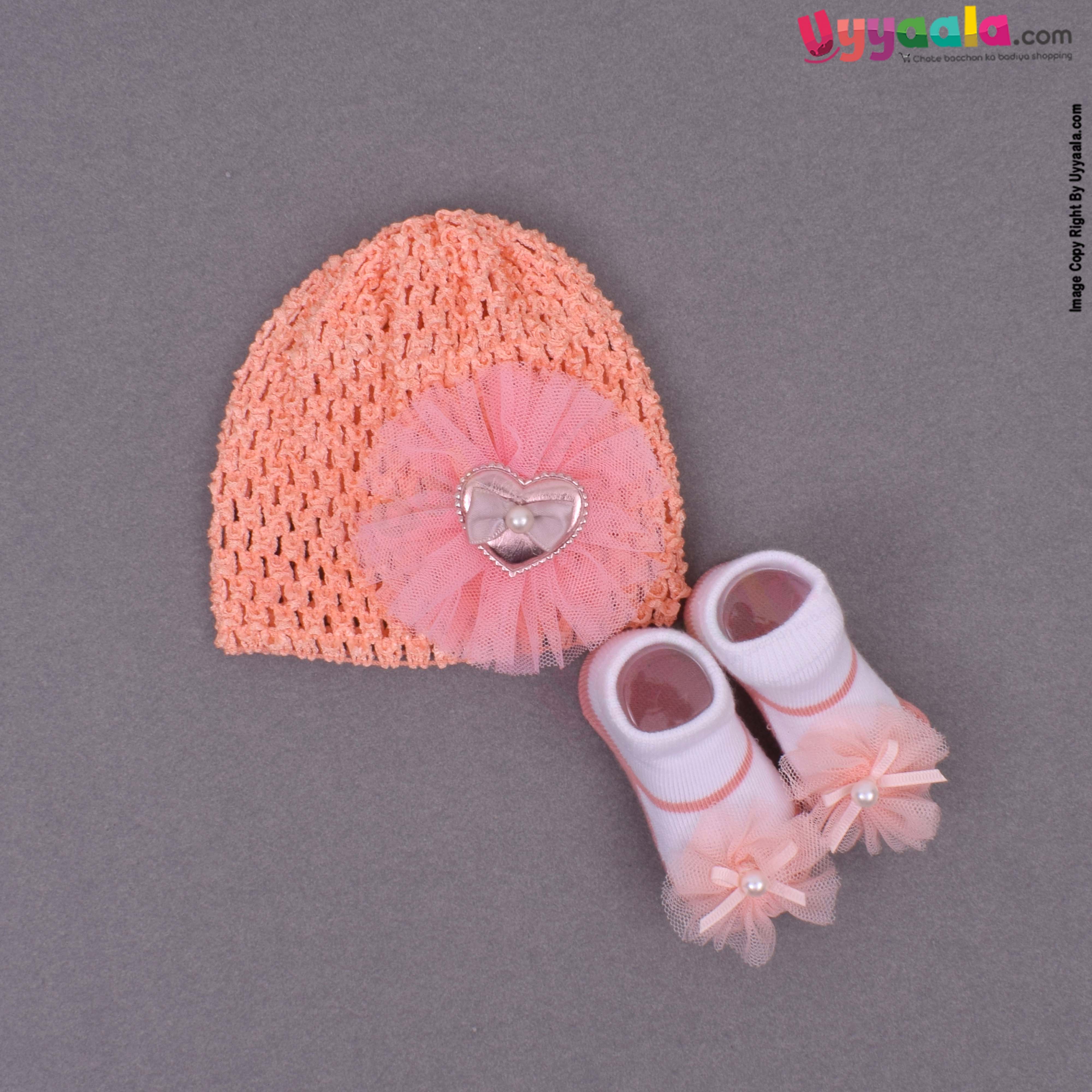 SHINY BABY Accessory set for kids with cap and socks - orange