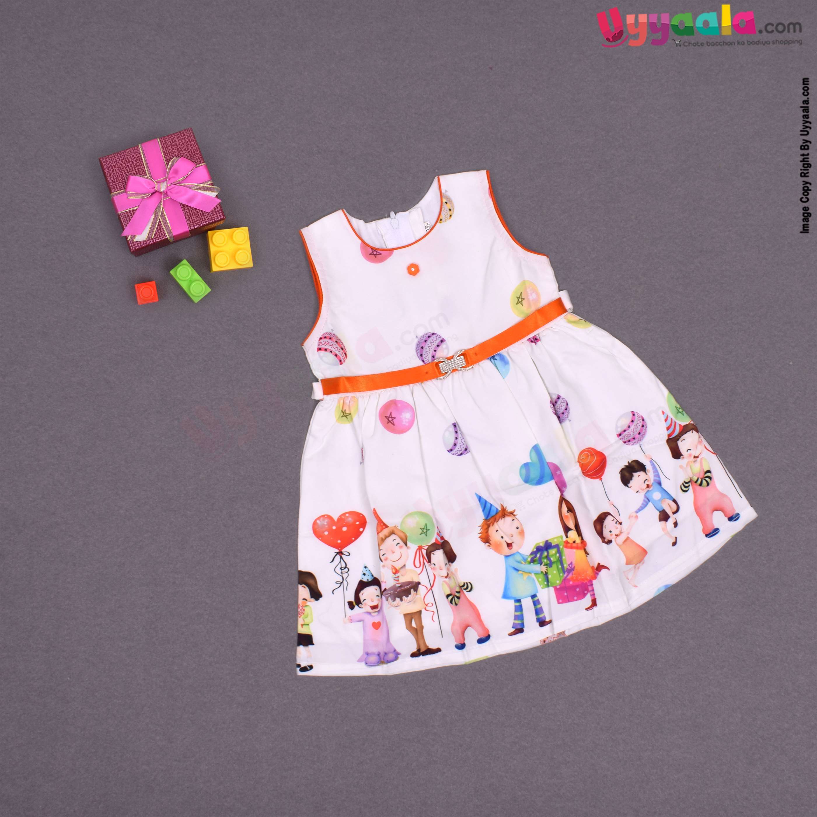 Cotton sleeveless party wear frock for baby girl