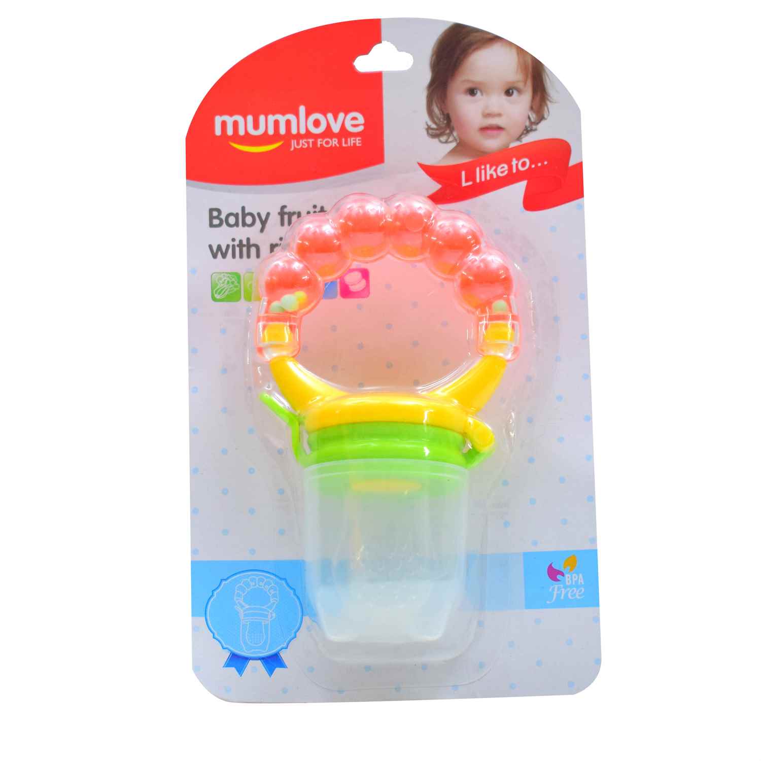 MUMLOVE Baby Fruit Feeder Doodle Ring 5+m Age, Yellow-Green