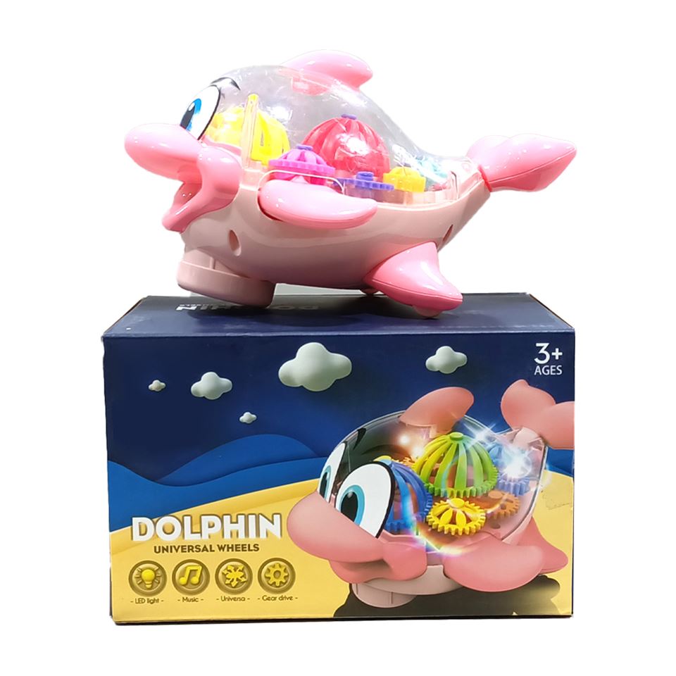 Dolphin Battery Operated Toy with visible Gears, 3+Years - Pink