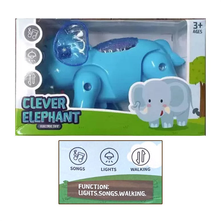 Clever Elephant Battery Operated Toy With Lights & Music 3+Y Age - Blue