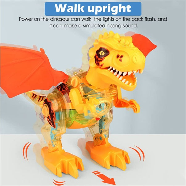 Diy Tyrannosaurus Rex Battery Operated Toy For Kids With Spray Function, 3D Lights & Sound - 3+Y, Yellow