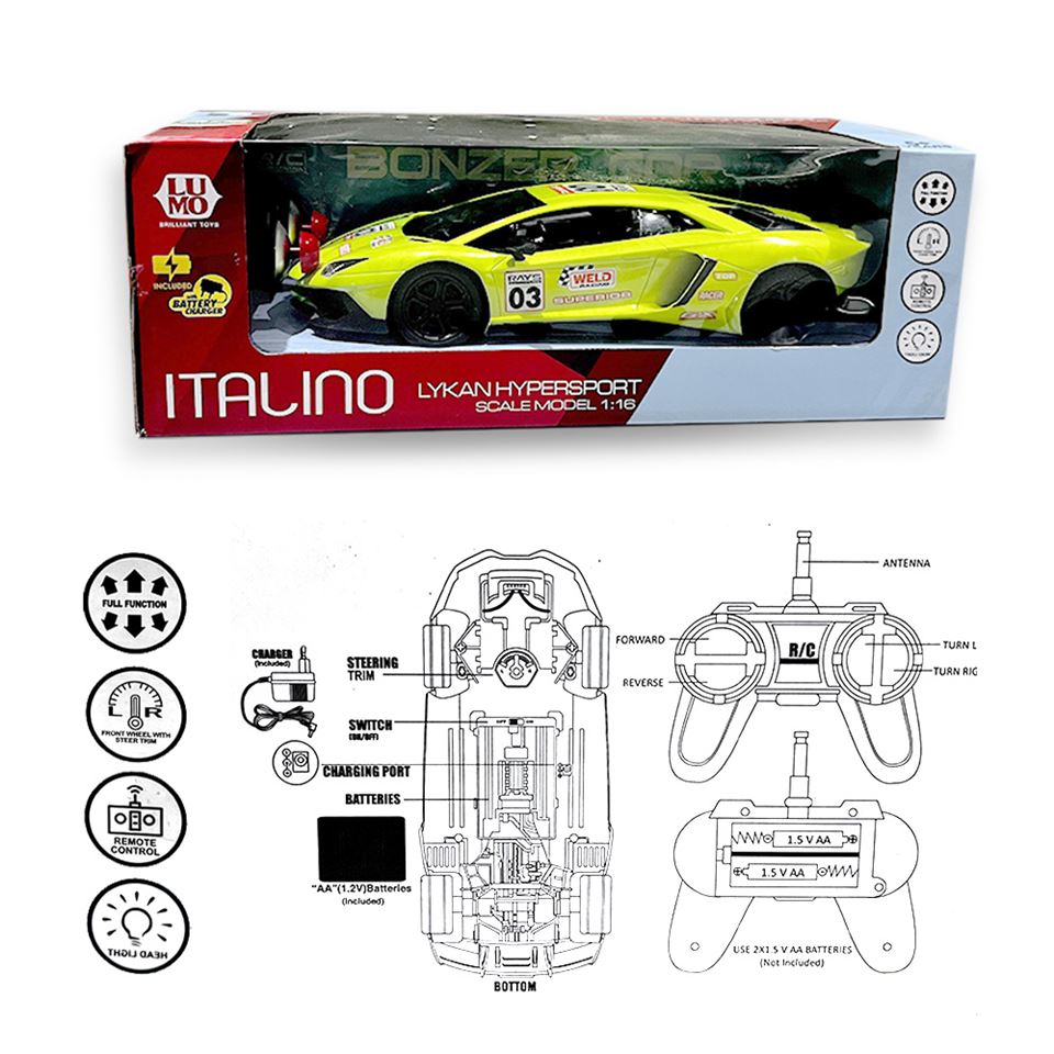 Lamborghini Remote Control Sports Car For Kids - 5+y, Green