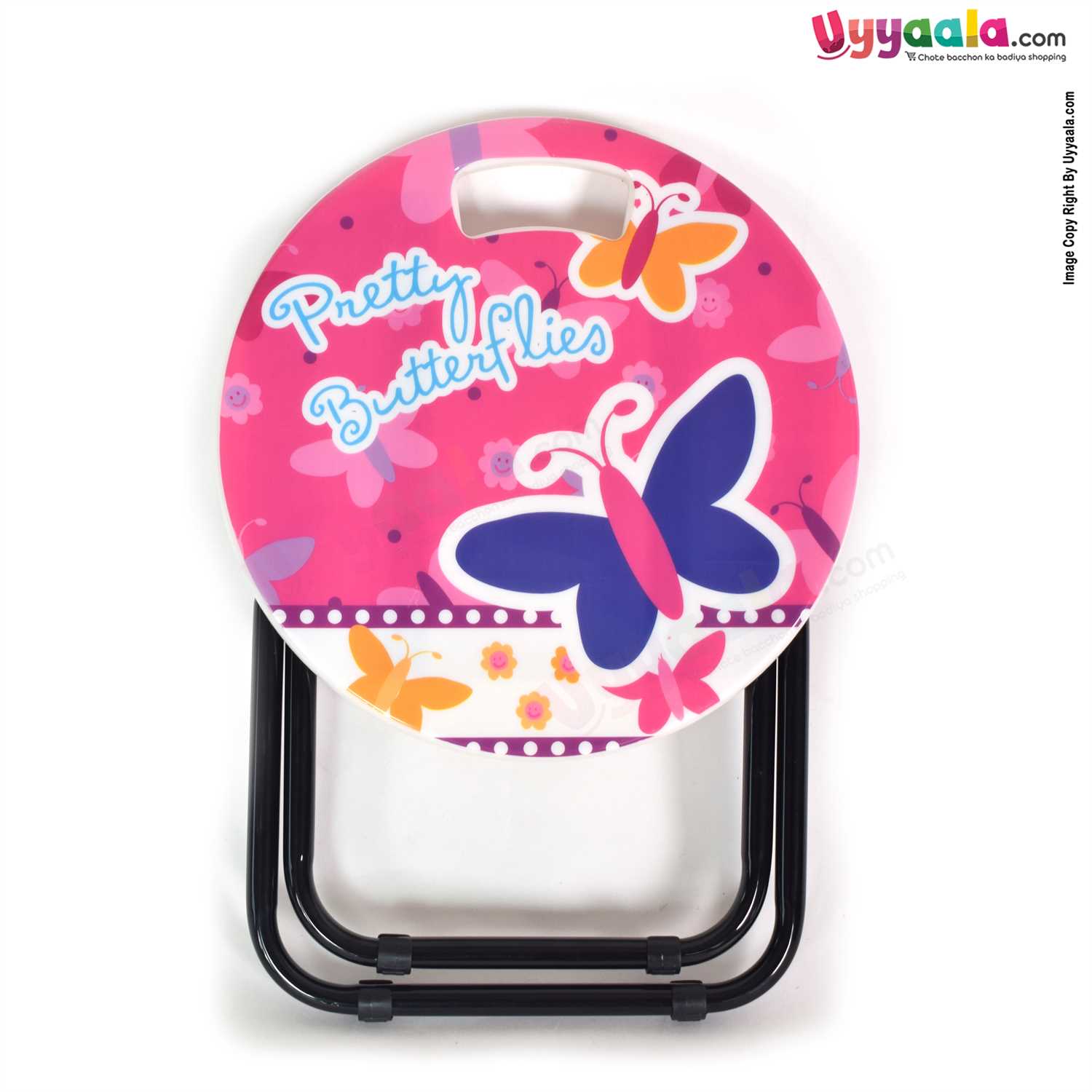 Mini Stool For Kids With Pretty Butterfly Print - Pink