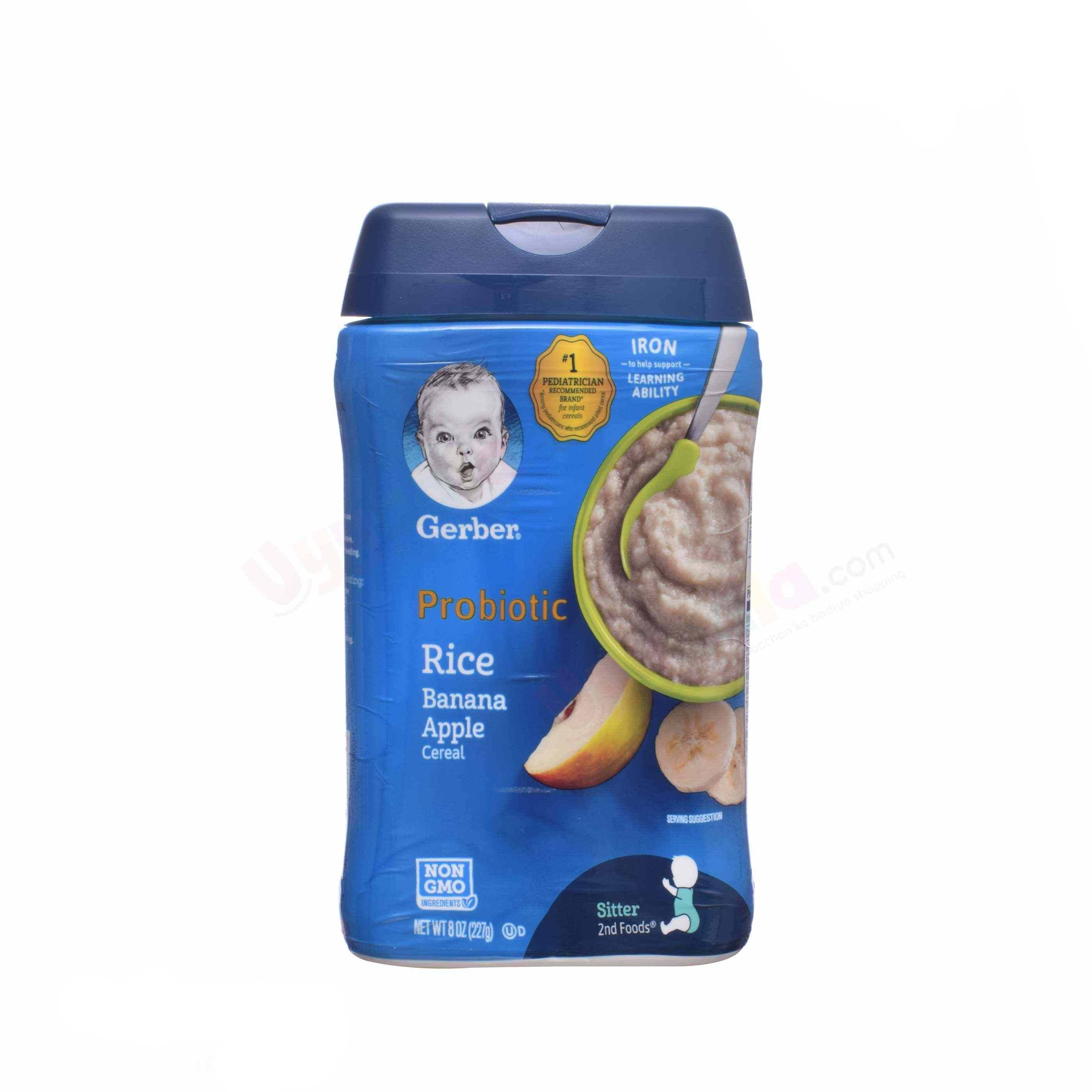 Buy Gerber Probiotic Rice Cereal with Banana & Apple for Babies - 227gms Online in India at uyyaala.com