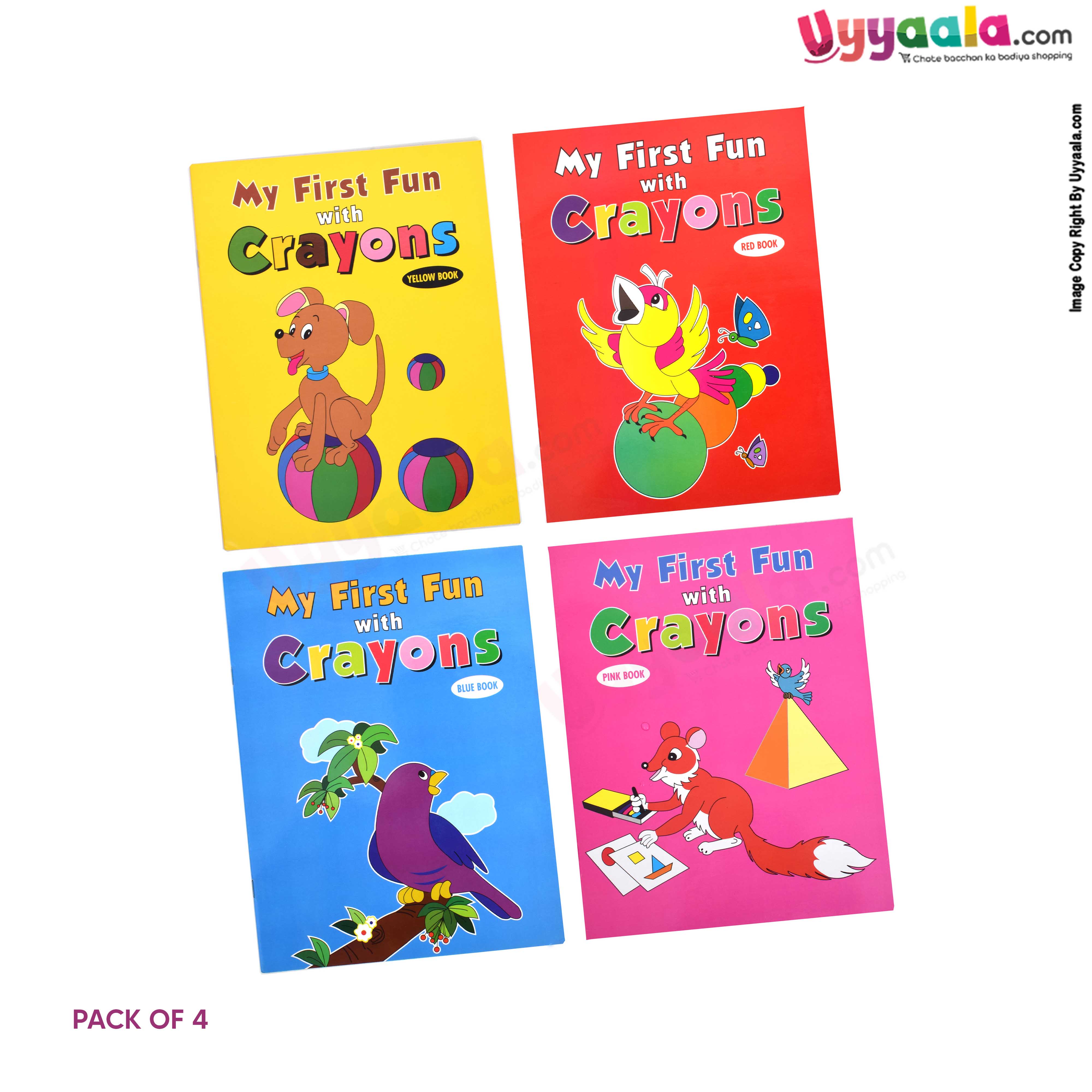 My first fun with crayons - fun activity books, pack of 4 - 4 volumes (2 - 6 years)