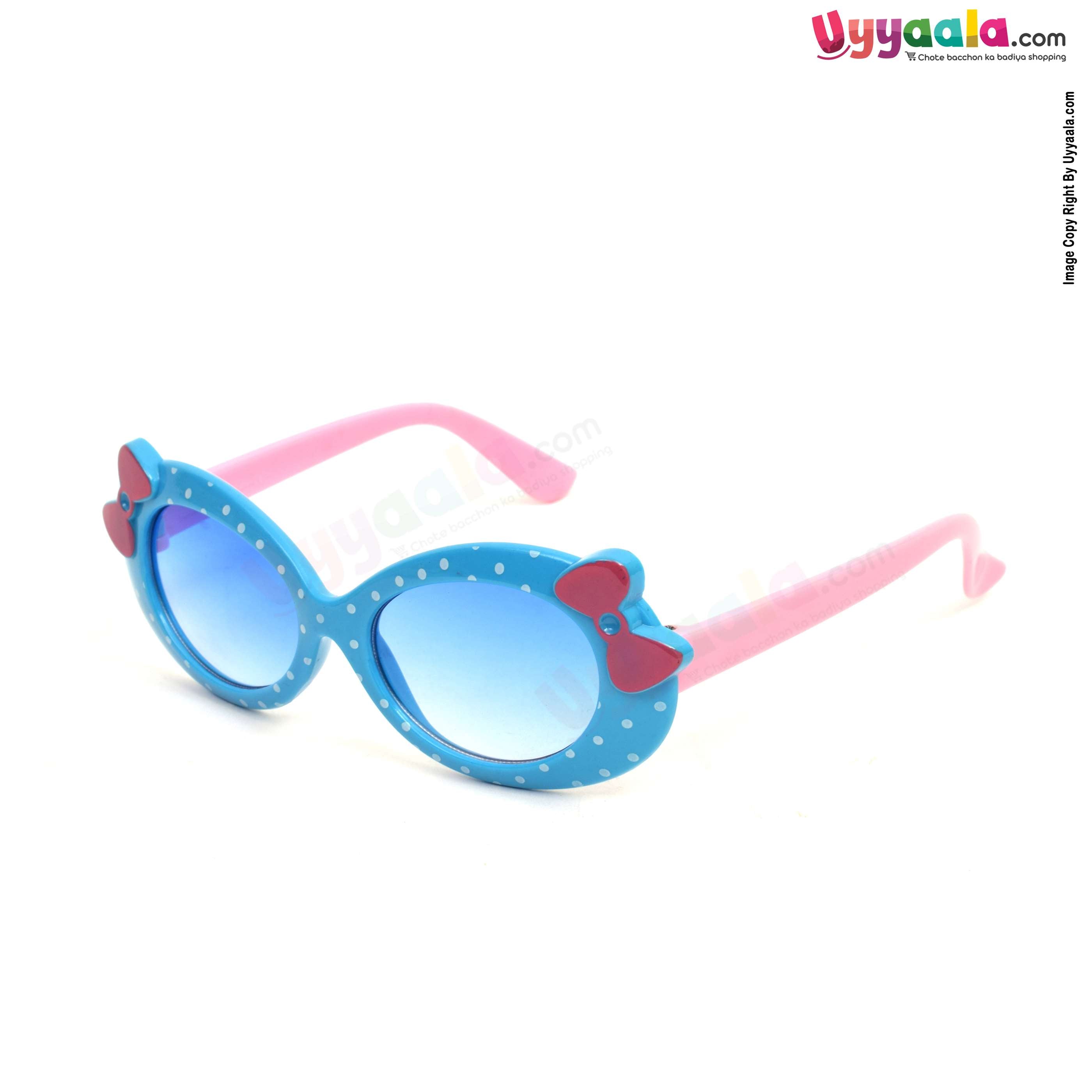 Stylish cat eye shaped tinted sunglasses for kids - sky blue & pink