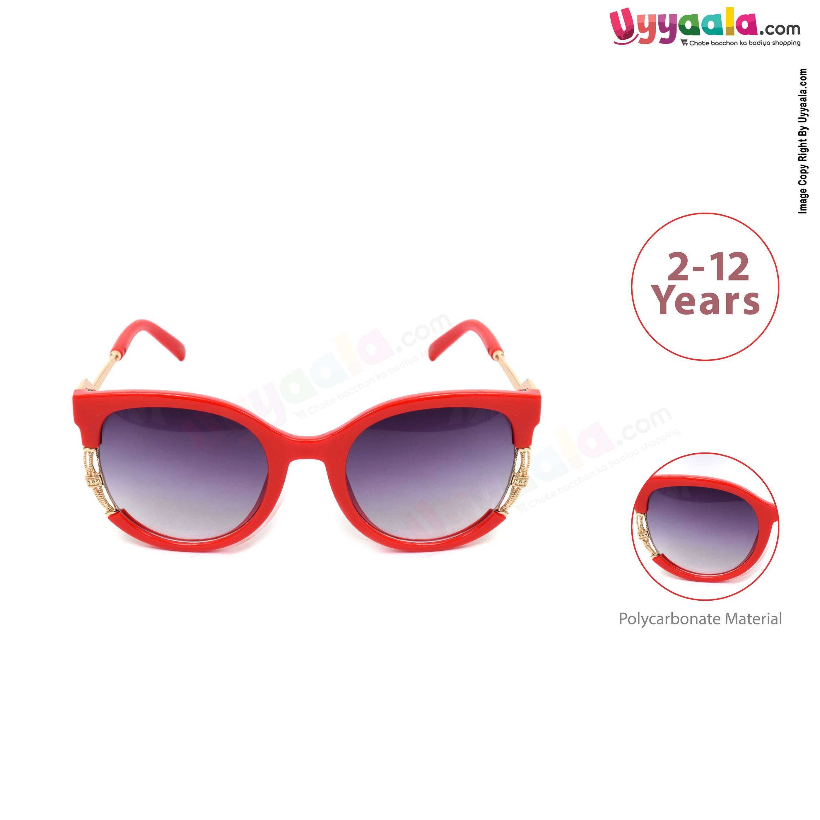 Fancy cat-eye tinded sunglasses for kids - red, 2 - 12 years
