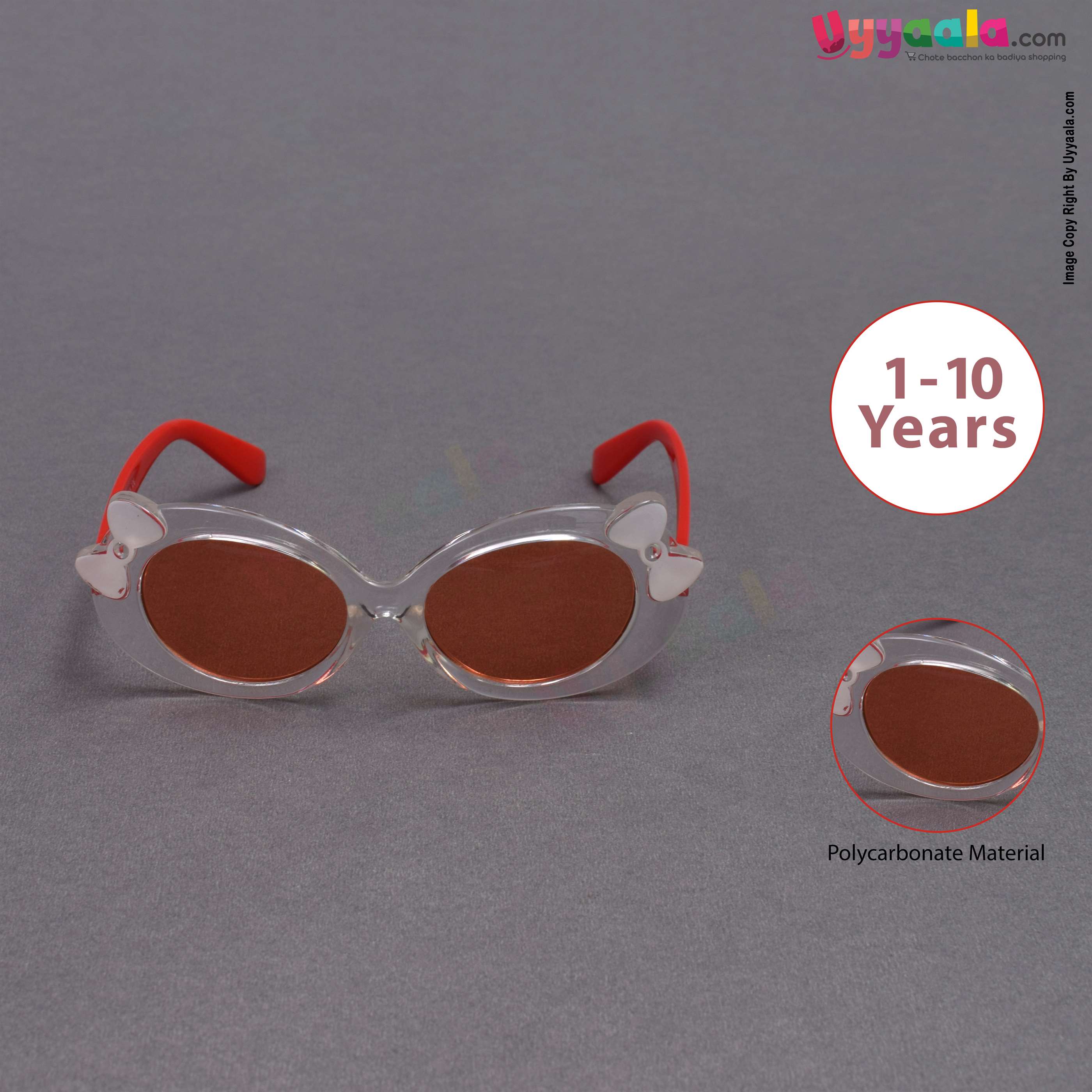 Stylish cat-eye red shade sunglasses for kids