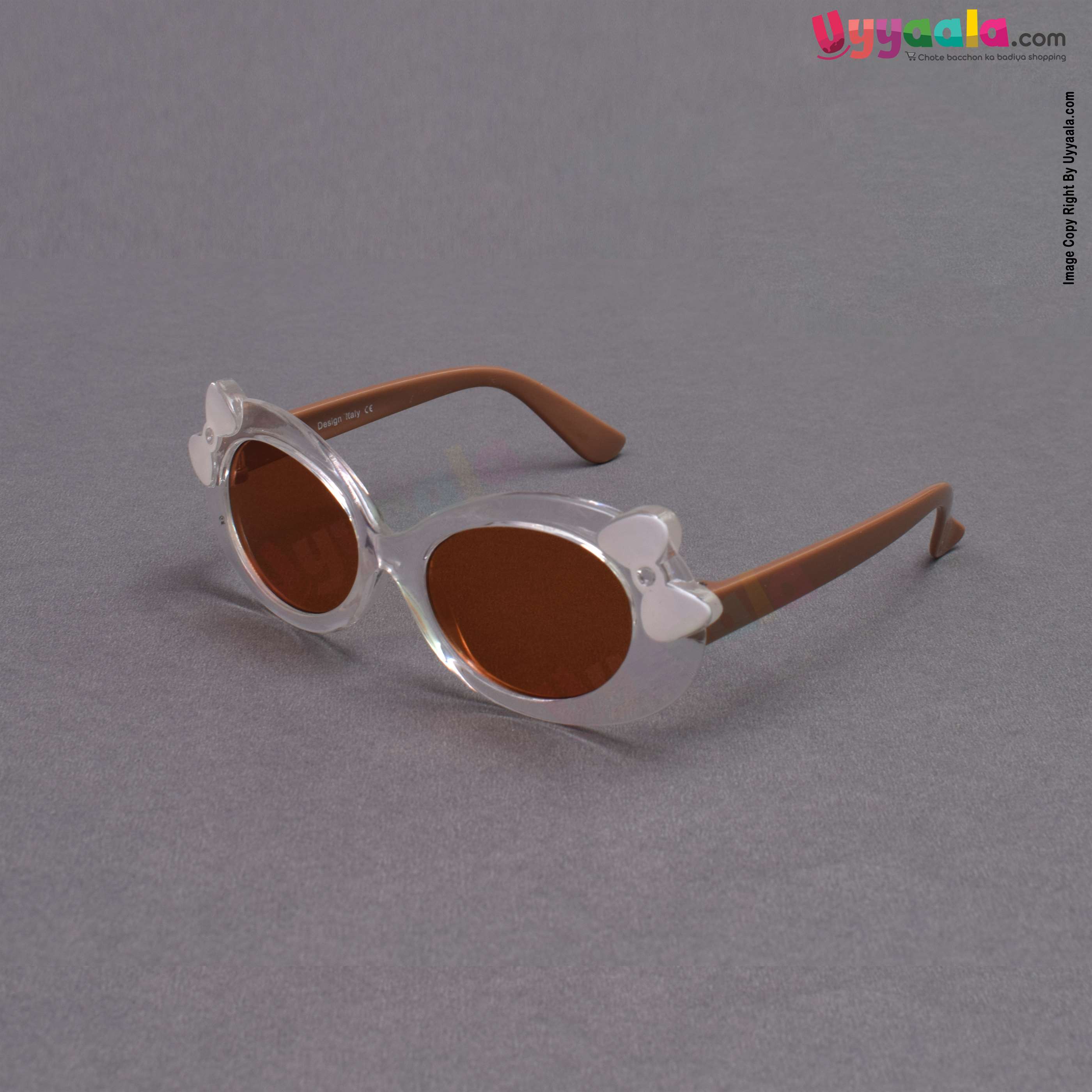 Stylish cat-eye transparent sunglasses for kids - brown
