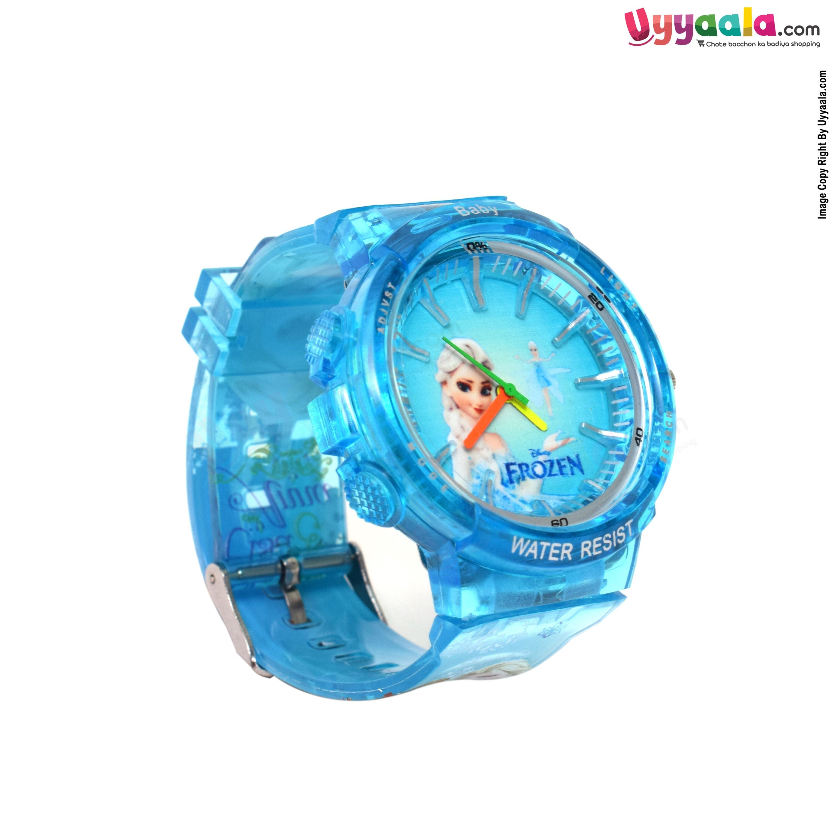 Disney frozen Analog wrist watch for kids - blue with frozen print