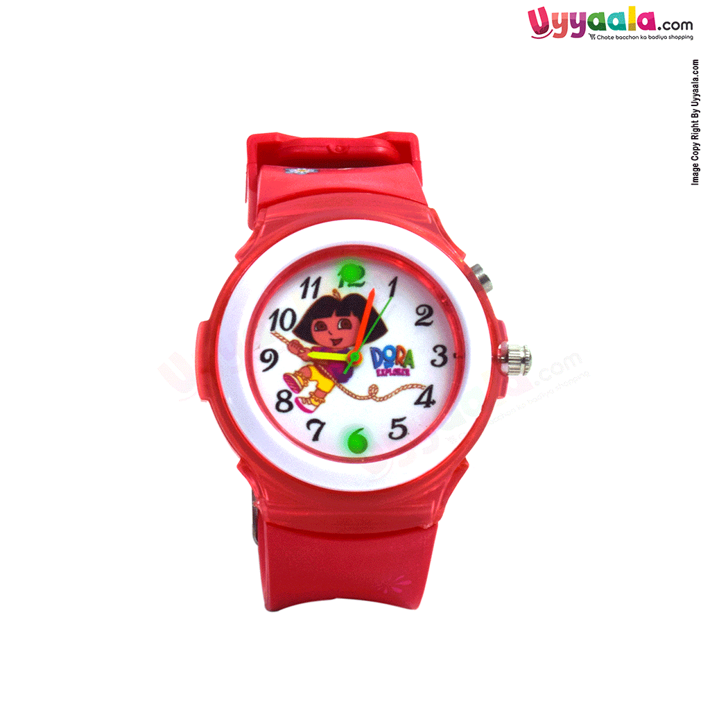 Dora analog watch with led lightnings for kids