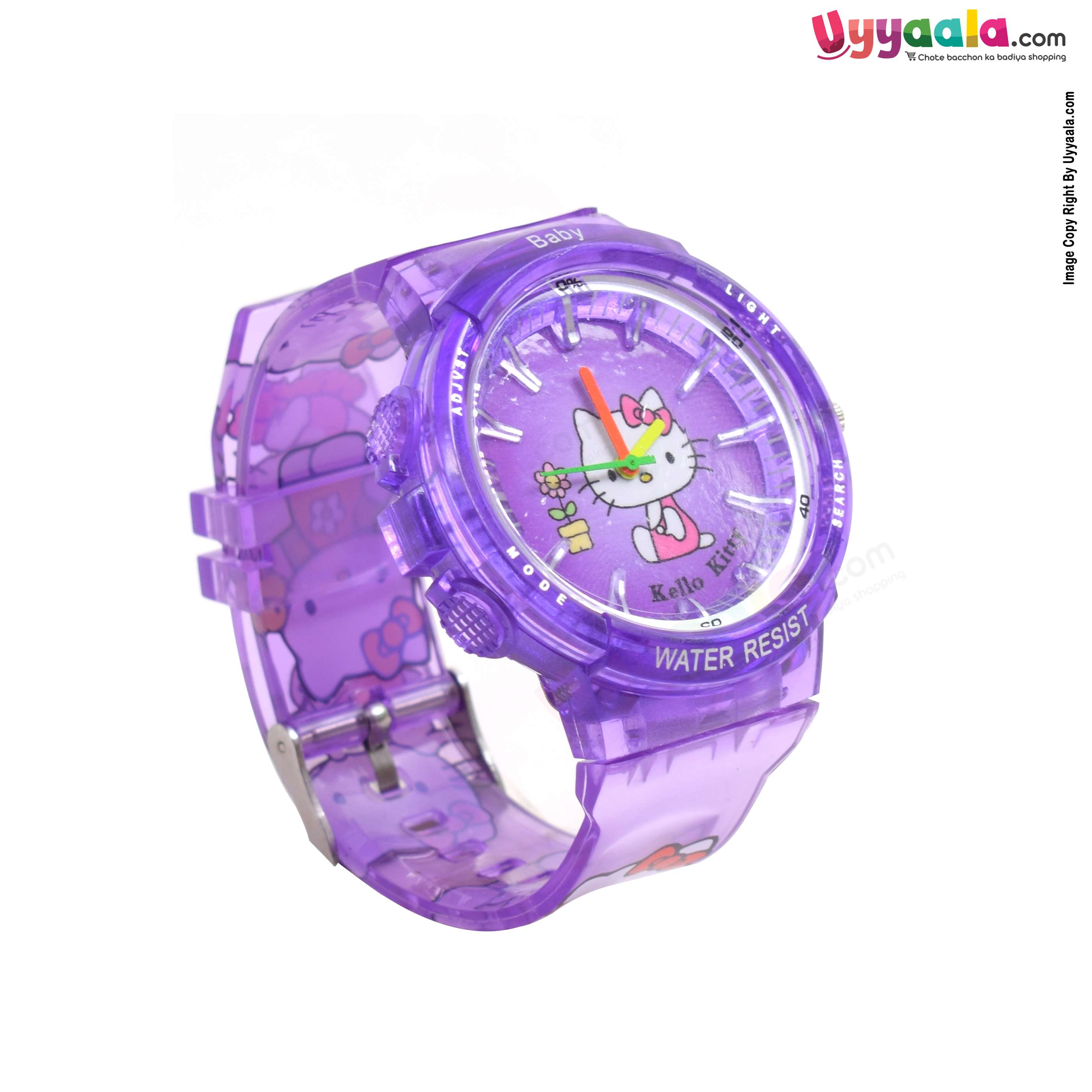 Hello kitty analog watch for kids - violet strap with hello kitty print