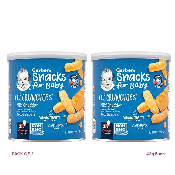 GERBER Lil' crunchies - mild cheddar, naturally flavored baby snack - pack of 2 (42g each), 8 + months