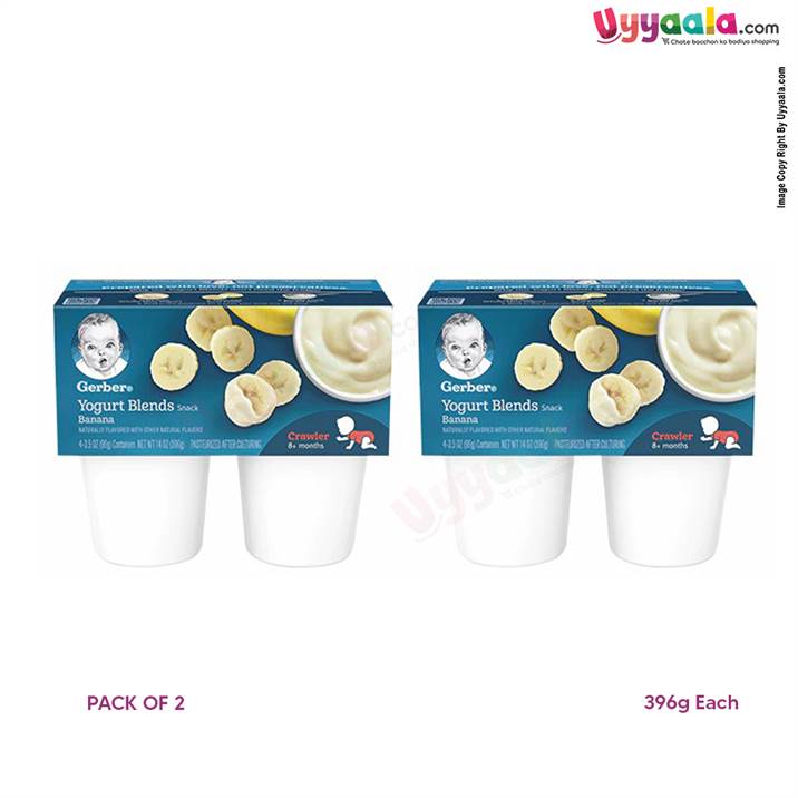 GERBER Yogurt blends - banana, naturally flavored baby snack - pack of 2 (396g each)