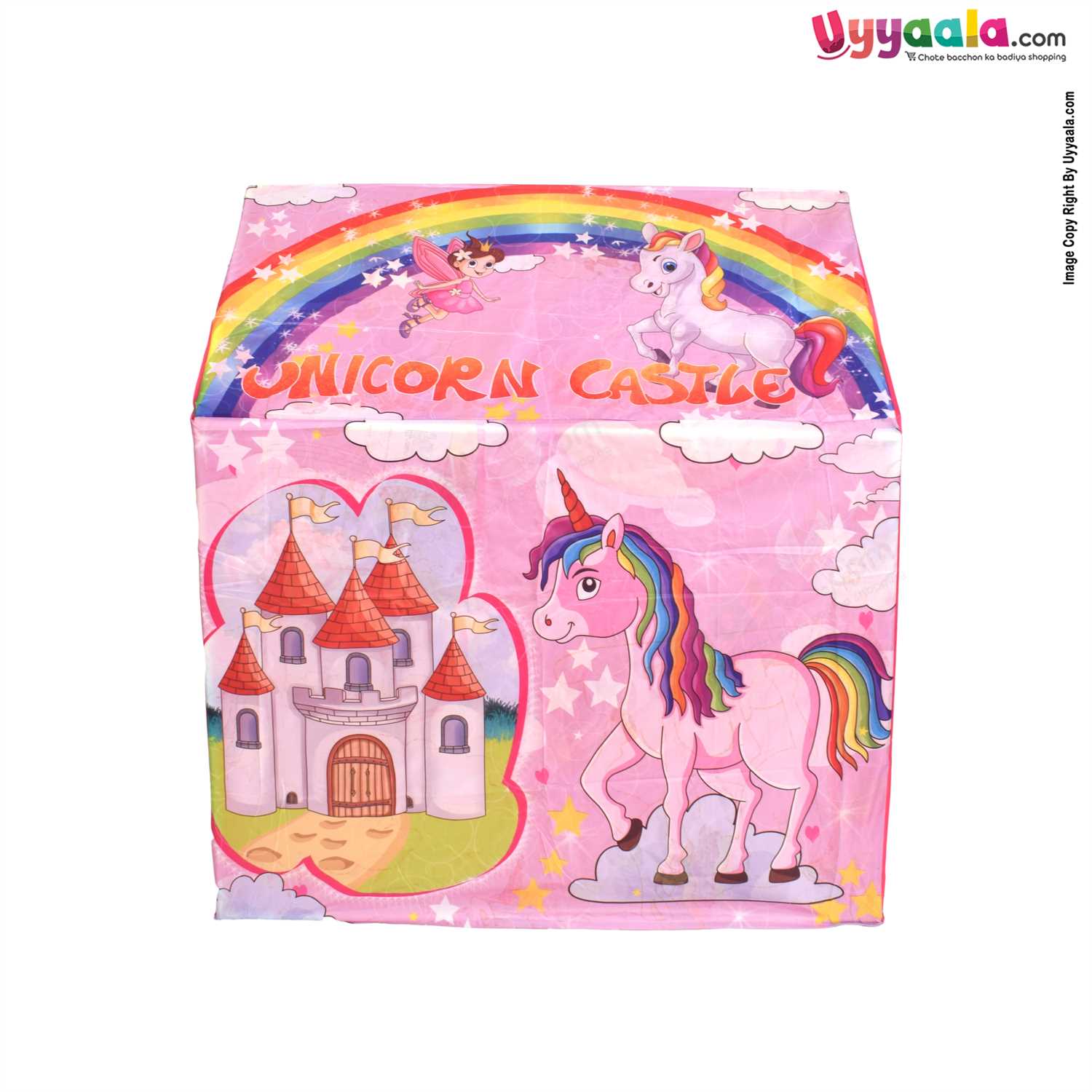 Kids play tent house with unicorn castle theme