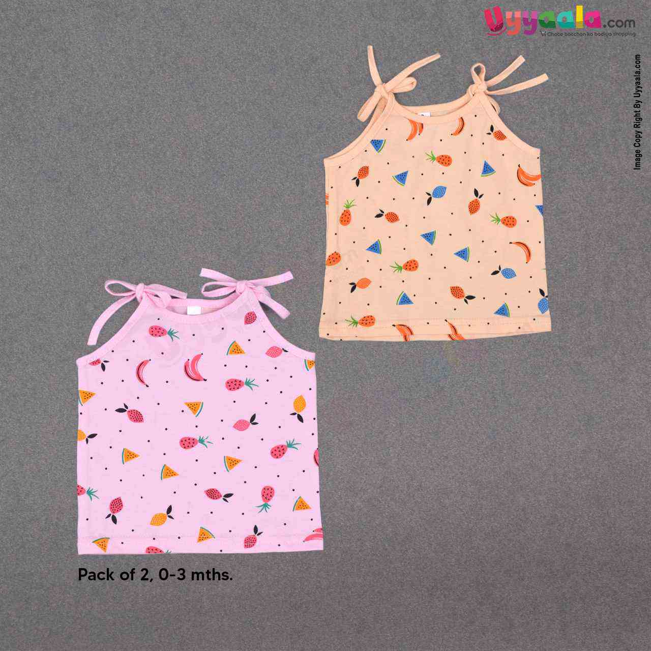  Sleeveless Baby Jabla Top Opening - Pink & Orange 0-3m pack of 2