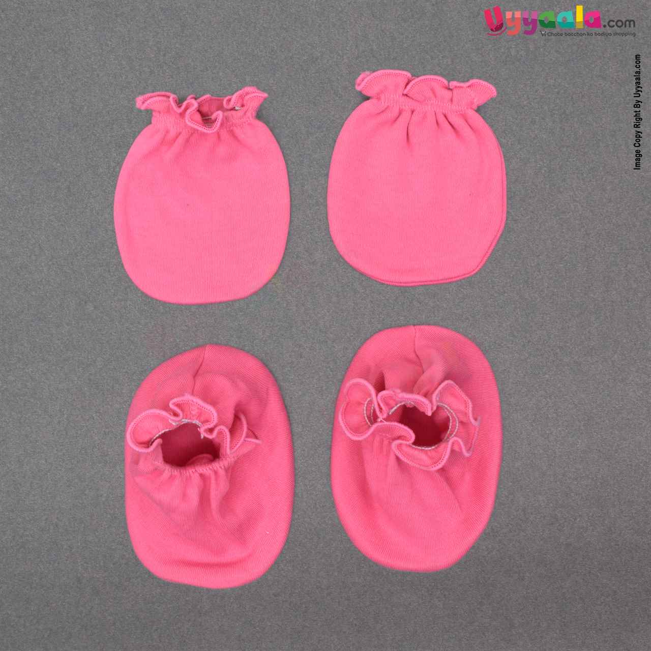 Mittens & Booties Set For Babies - Pink 0-3m Pack of 4