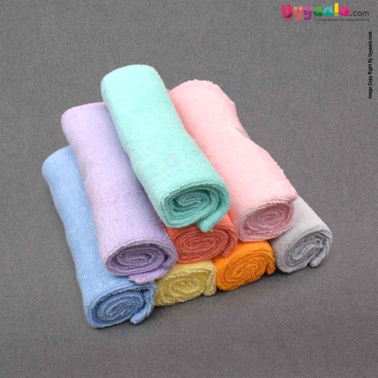 HOPOP Soft & Absorbent Baby Napkins With Premium Quality Cotton Material - Multicolor 0-24m, pack of 8
