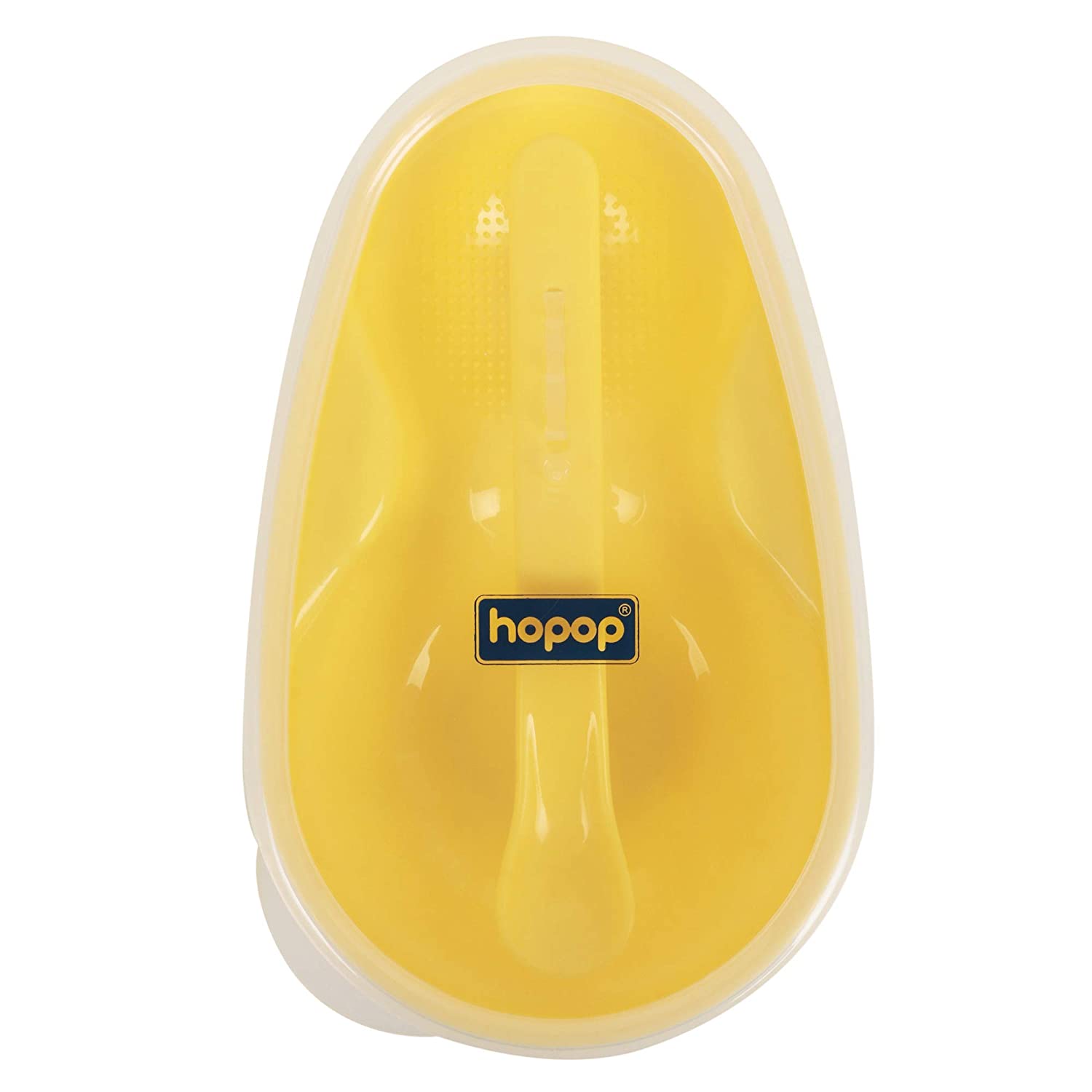 HOPOP Feeding Bowl With Lid & Spoon For Babies - Yellow 6m+, 210ml