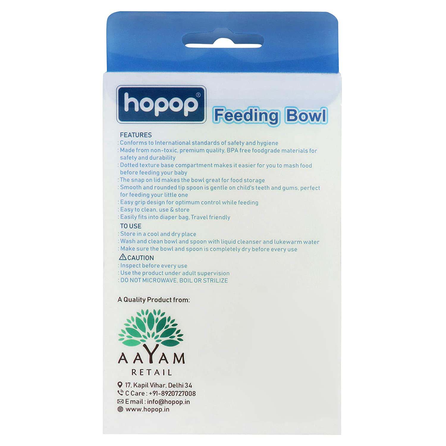 HOPOP Feeding Bowl With Lid & Spoon For Babies - Green 6m+, 210ml