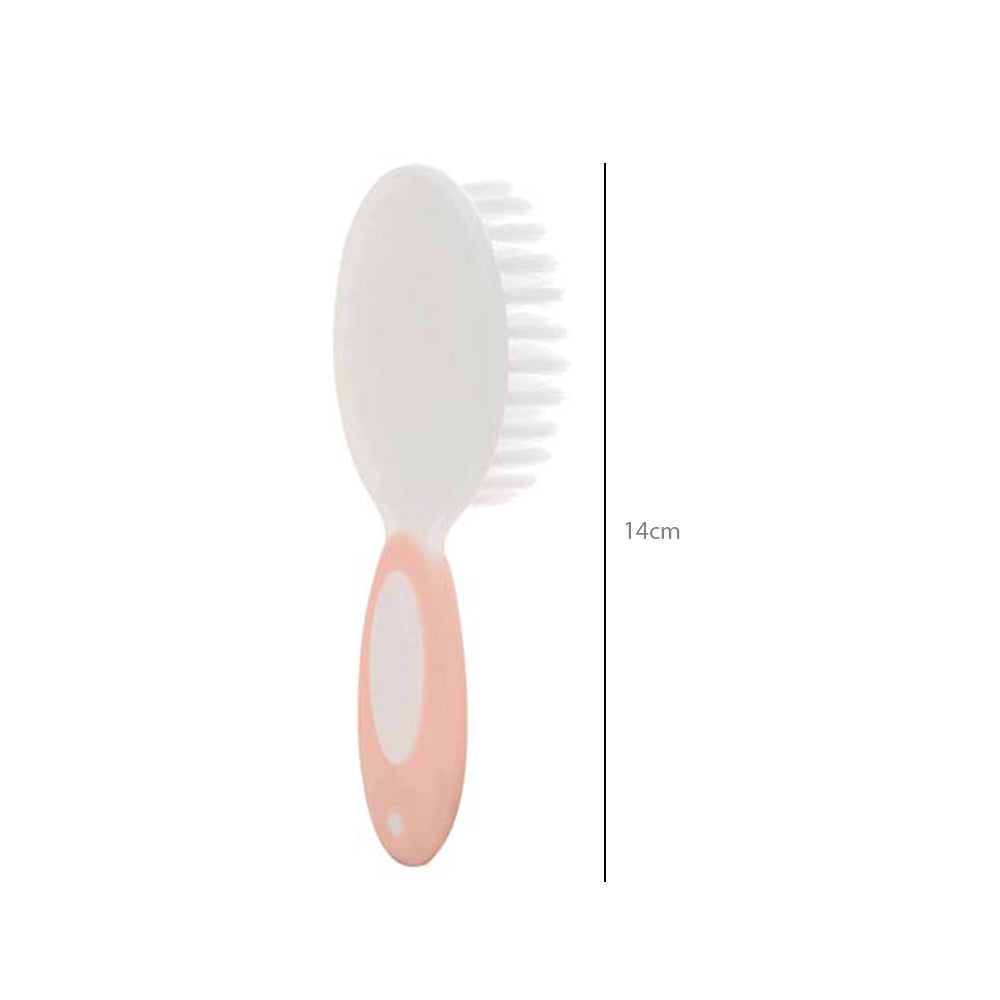 HOPOP Soft Bristle Comb & Brush Set For Babies - White & Pink 0m+