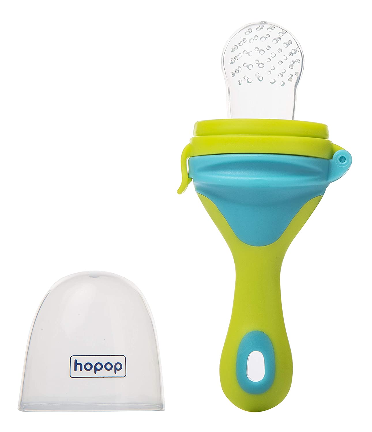HOPOP Soft Silicone Fruit & Food Nibbler For Babies - Green & Blue 4m+