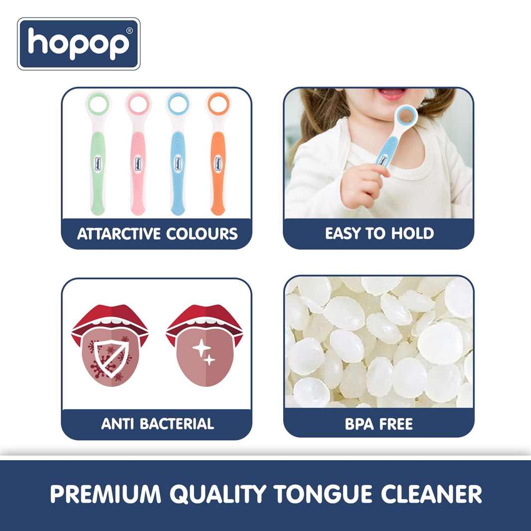HOPOP Tongue Cleaner For Babies - Pink 3m+