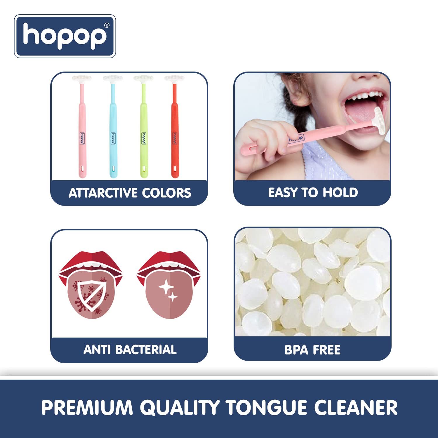 HOPOP Soft & Gentle Tender Tongue Cleaner For Babies - Red 6m+