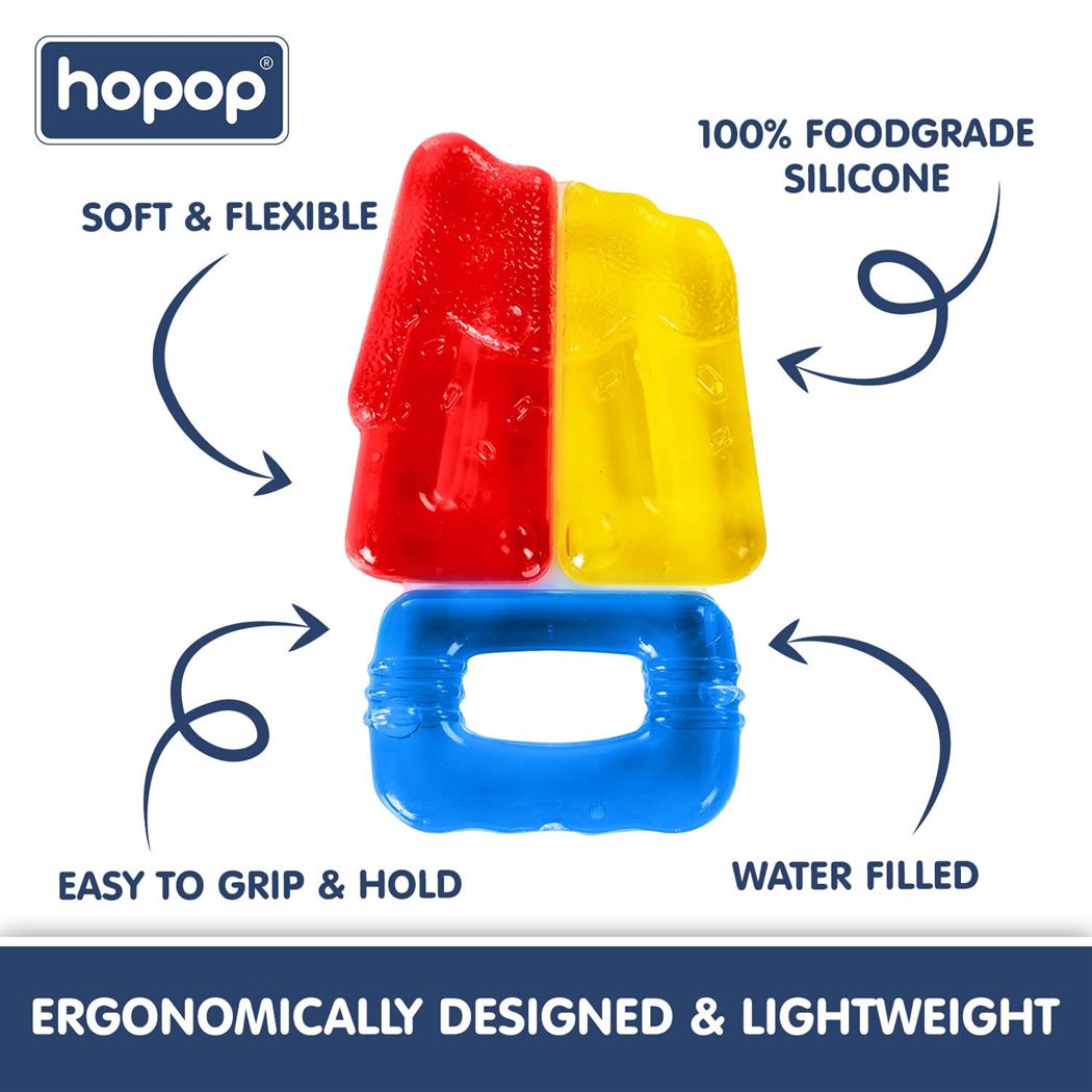 HOPOP Easy Grip Water Filled Cooling Teether For Babies - Ice Lolly 4m+