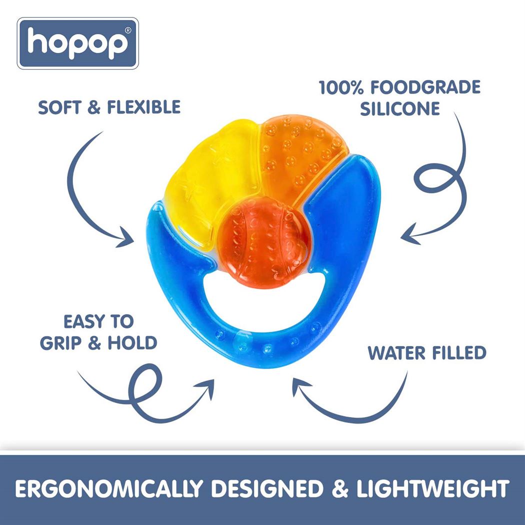 HOPOP Easy Grip Water Filled Cooling Teether For Babies - Toy 4m+