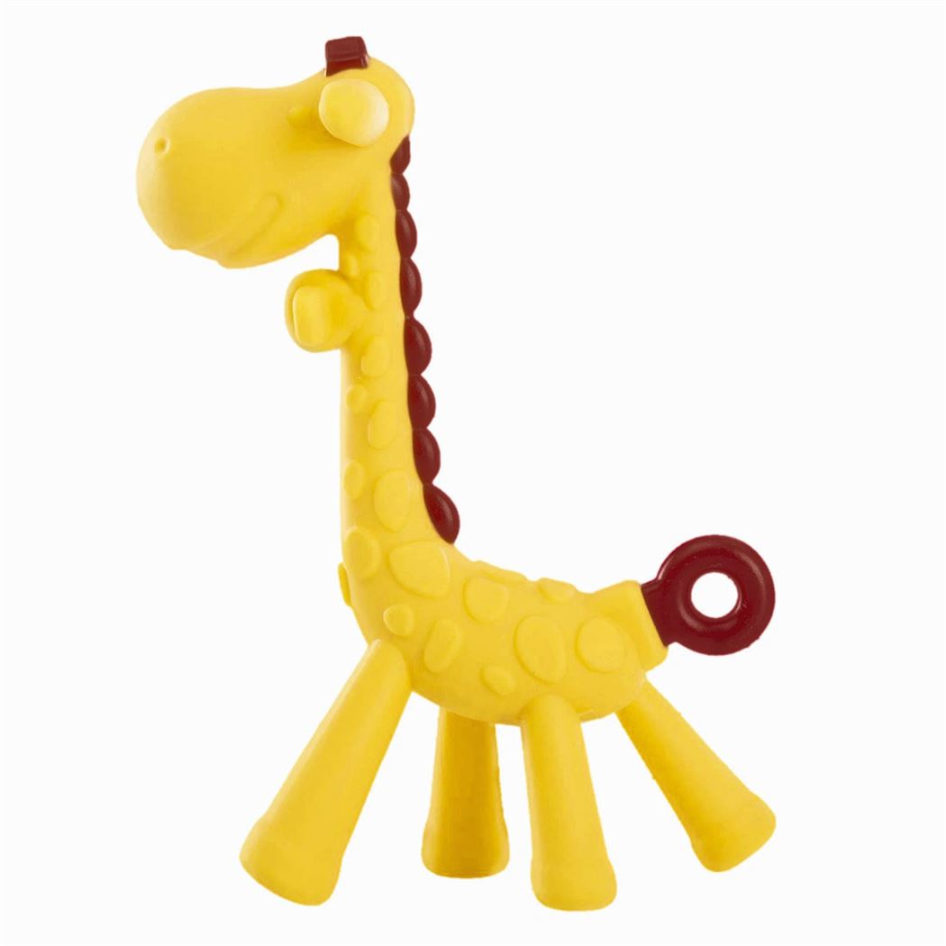 HOPOP Soft Silicone Giraffe Shaped Silicone Teether For Babies - Yellow 4m+