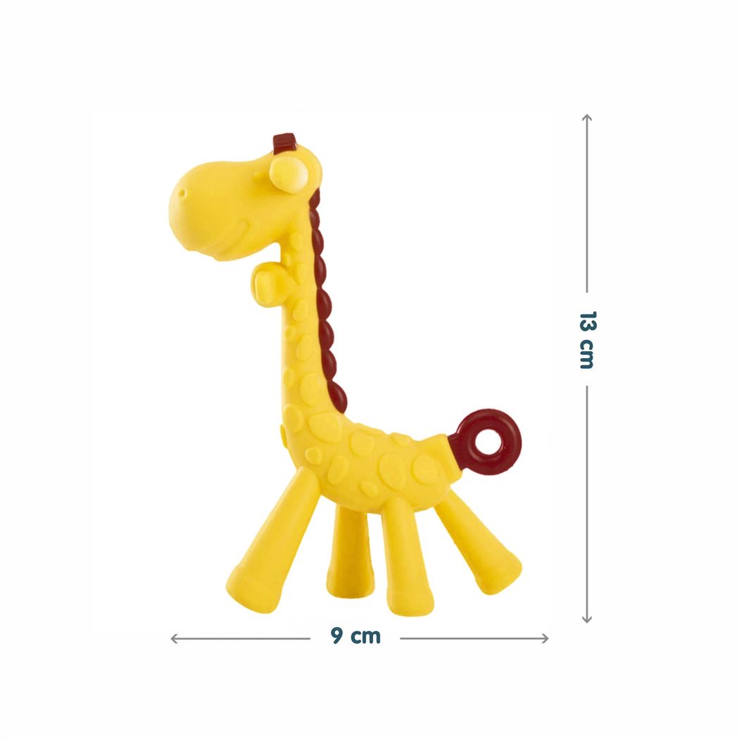 HOPOP Soft Silicone Giraffe Shaped Silicone Teether For Babies - Yellow 4m+