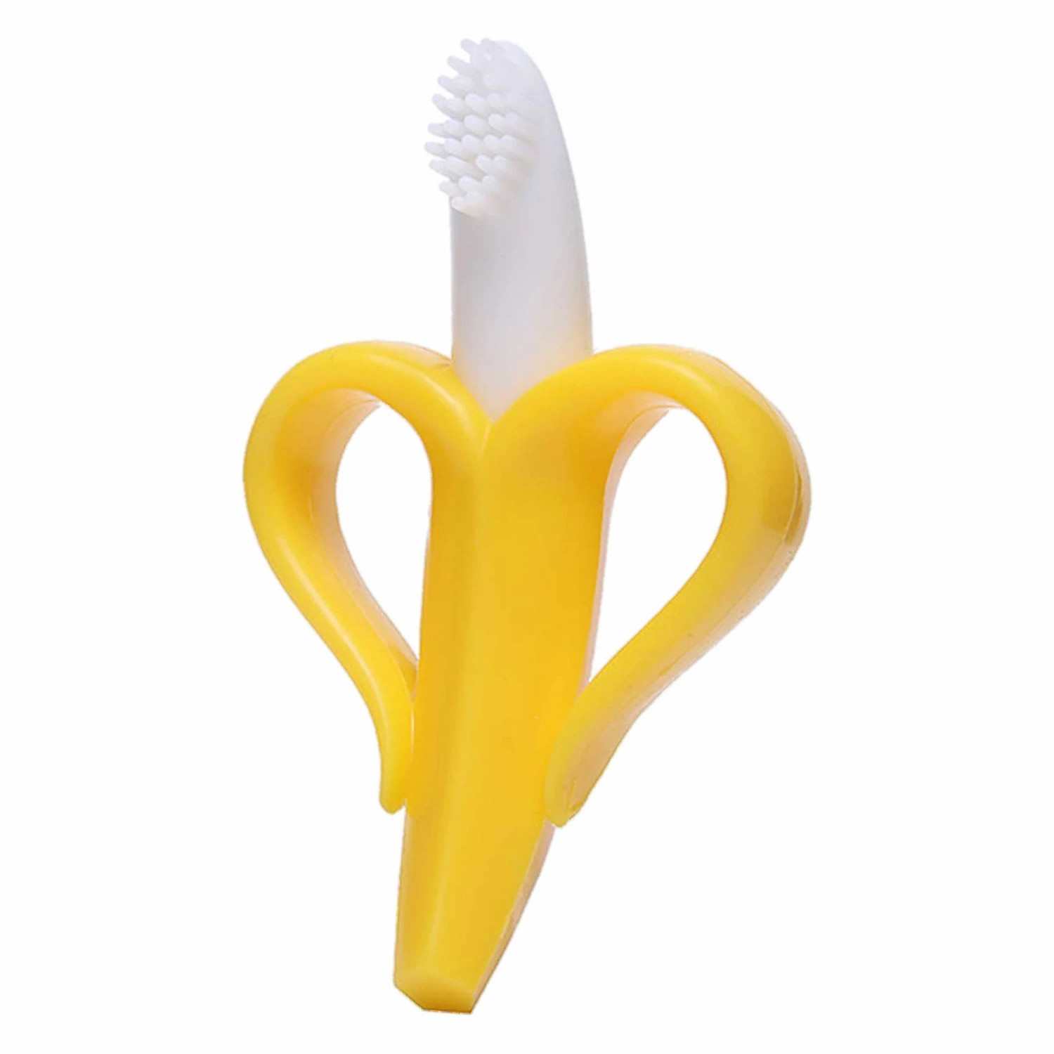 HOPOP Soft Silicone Banana Teether For Babies - Yellow 4m+
