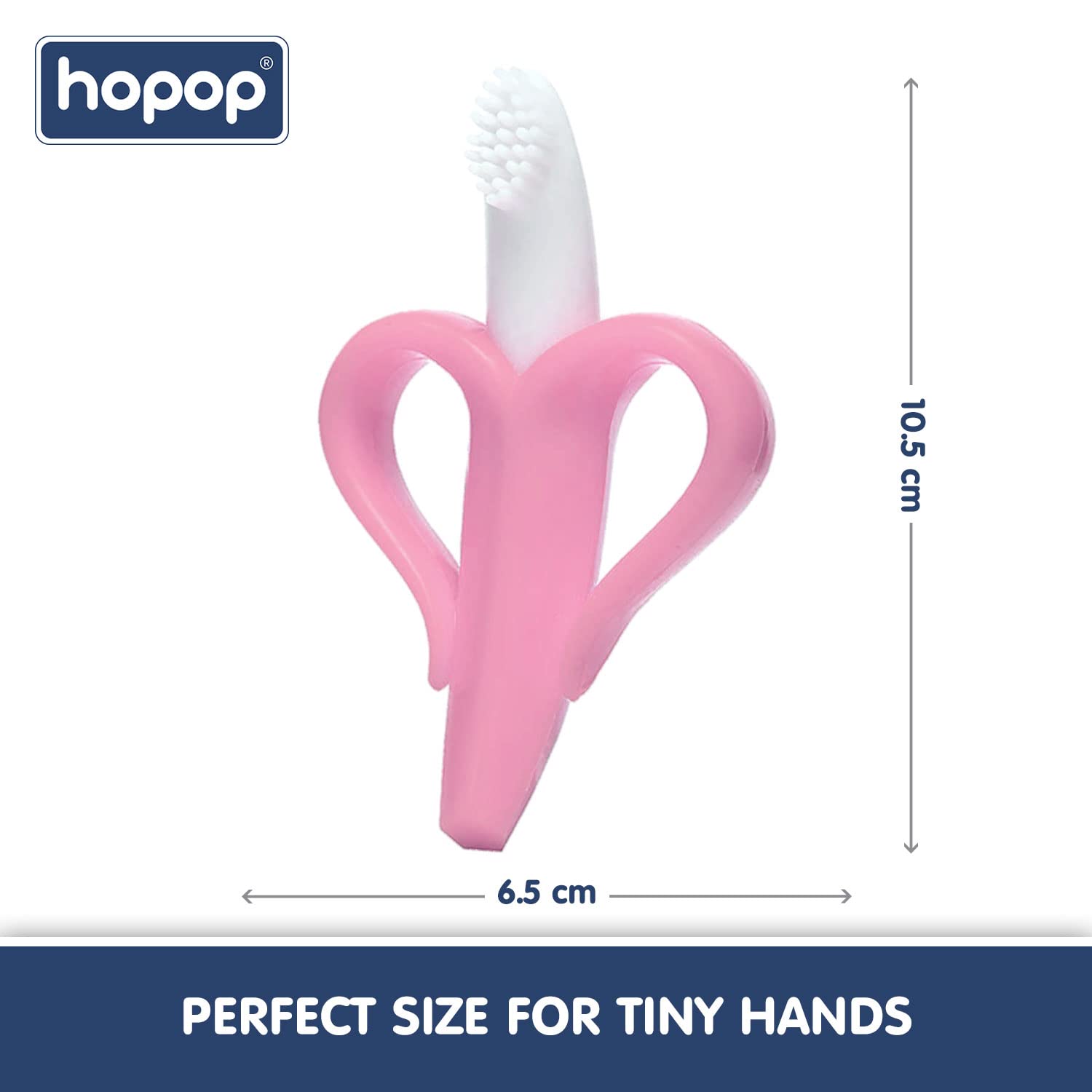 HOPOP Soft Silicone Banana Teether For Babies - Pink 4m+