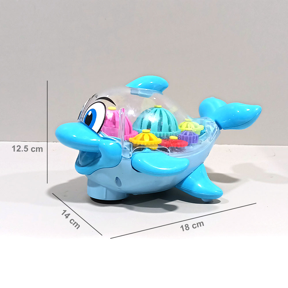 Dolphin Battery Operated Toy with visible Gears, 3+Years - Blue