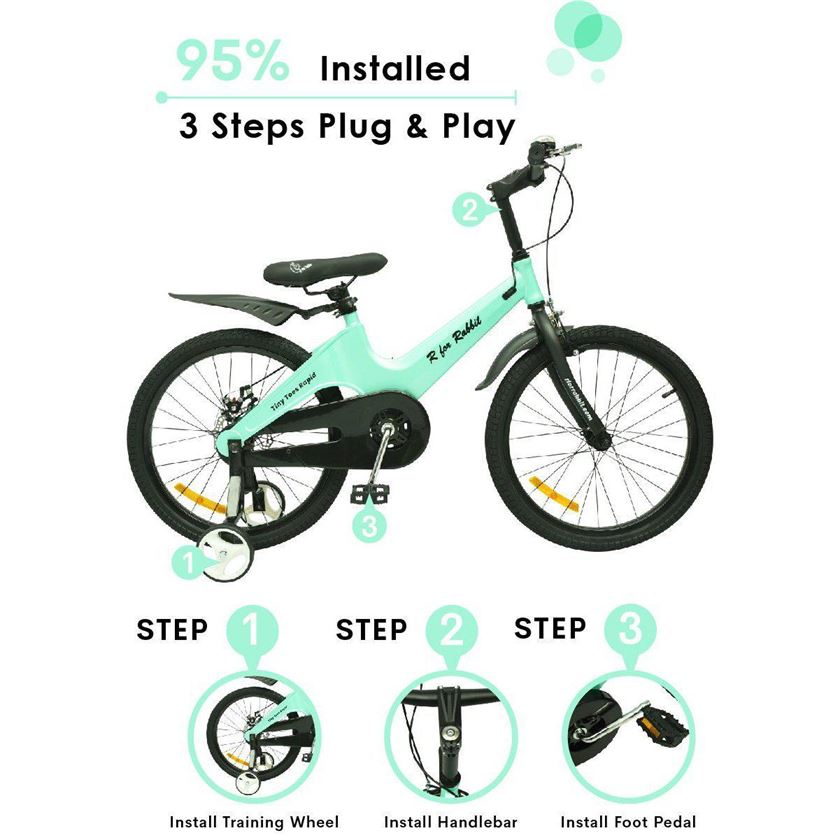 R FOR RABBIT Tiny Toes Rapid Bicycle - Smart Cycle with Plug and Play for Kids 7 to 10 Years (20 inch/T)